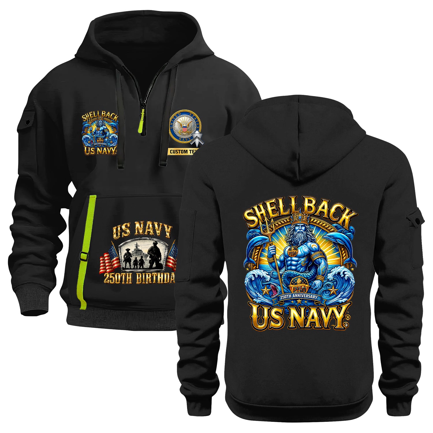 Personalized US Navy Quater Zip Hoodie JQZ10