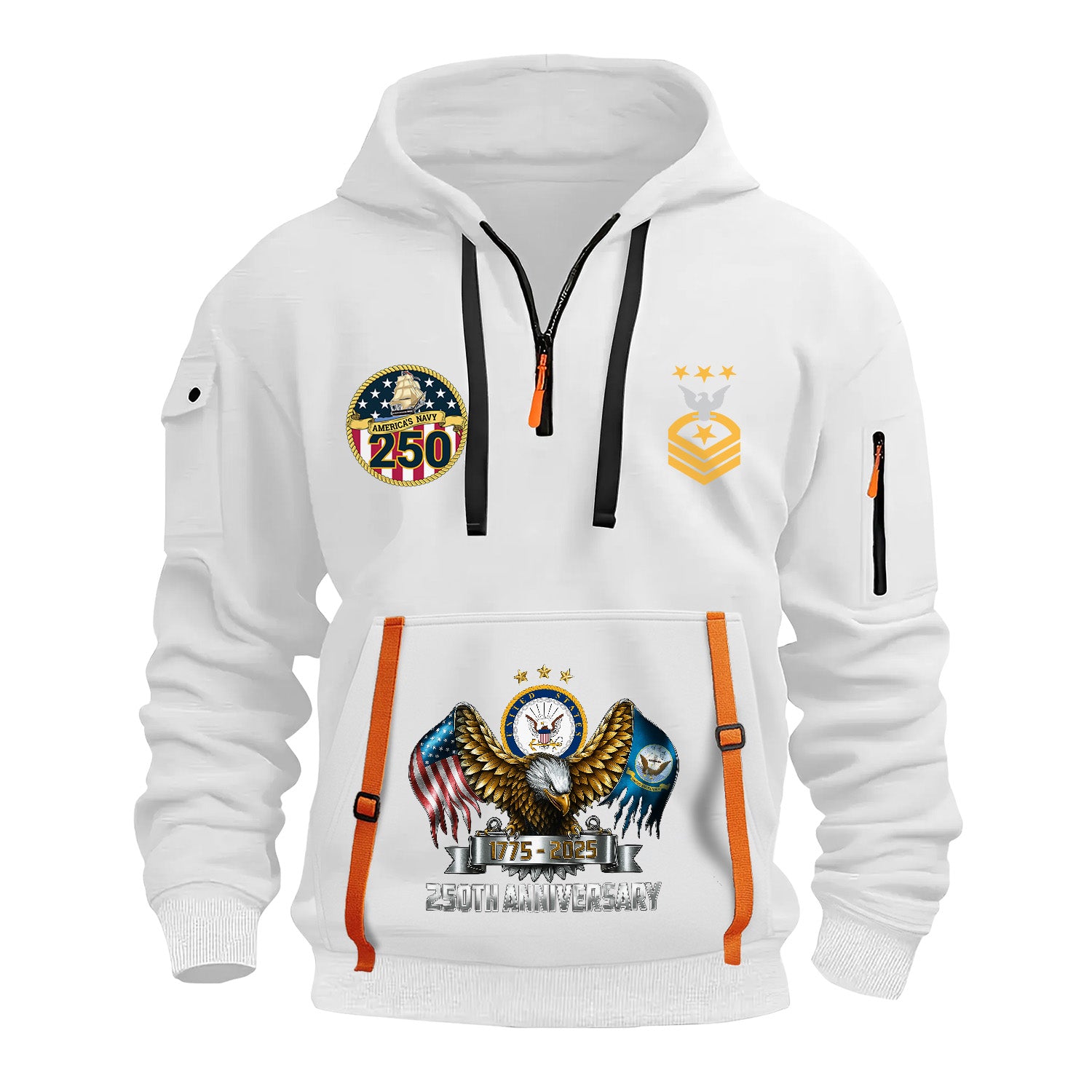 Custom US Navy Ranks Quarter Zip Hoodie TQZ05