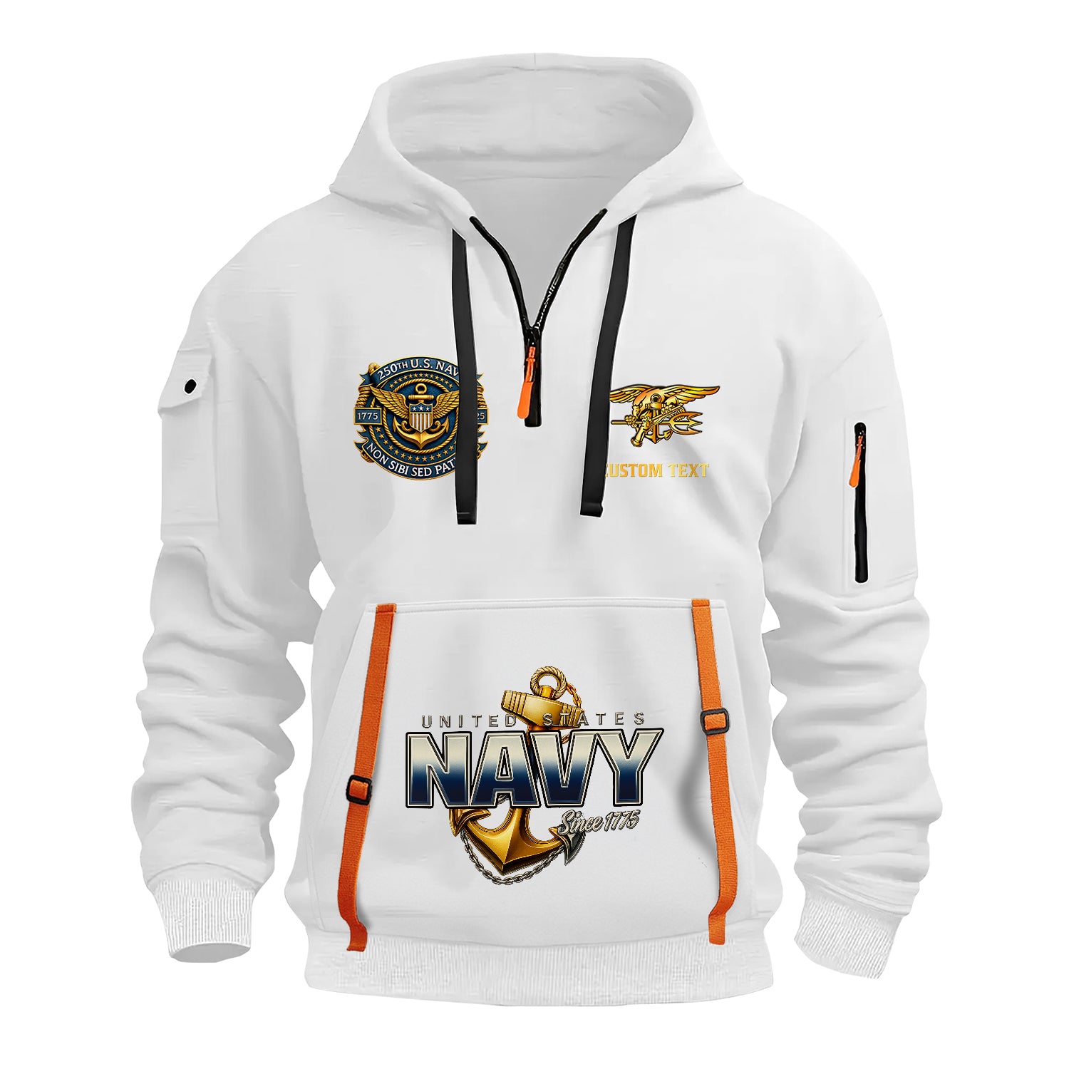 Personalized US Navy Quater Zip Hoodie JQZ11