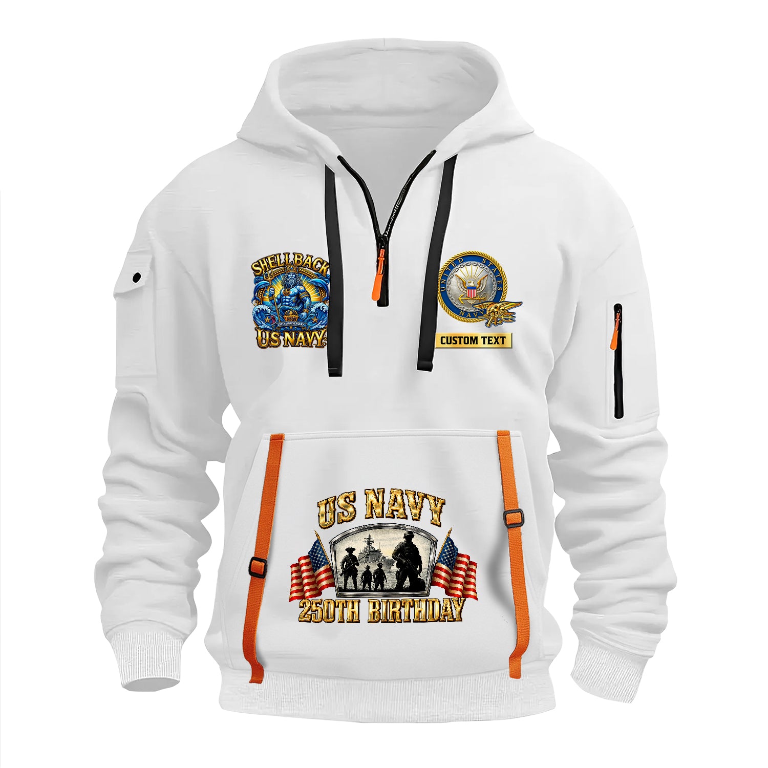 Personalized US Navy Quater Zip Hoodie JQZ10