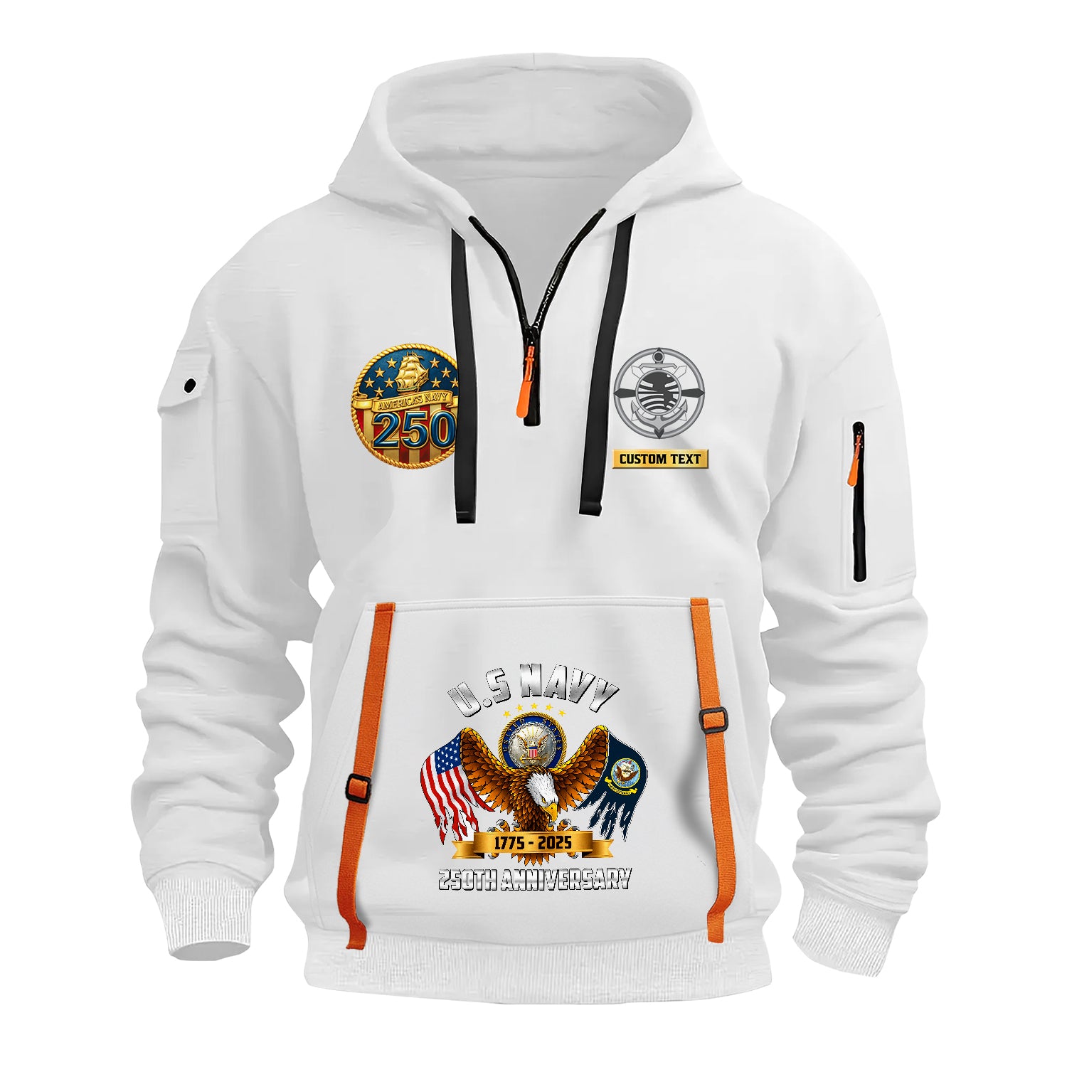 Personalized US Navy Quater Zip Hoodie JQZ09