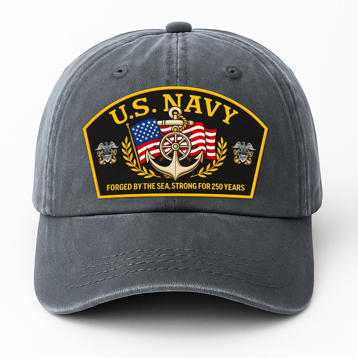 Custom Ranks & Text Premium Washed Denim Cap DC013