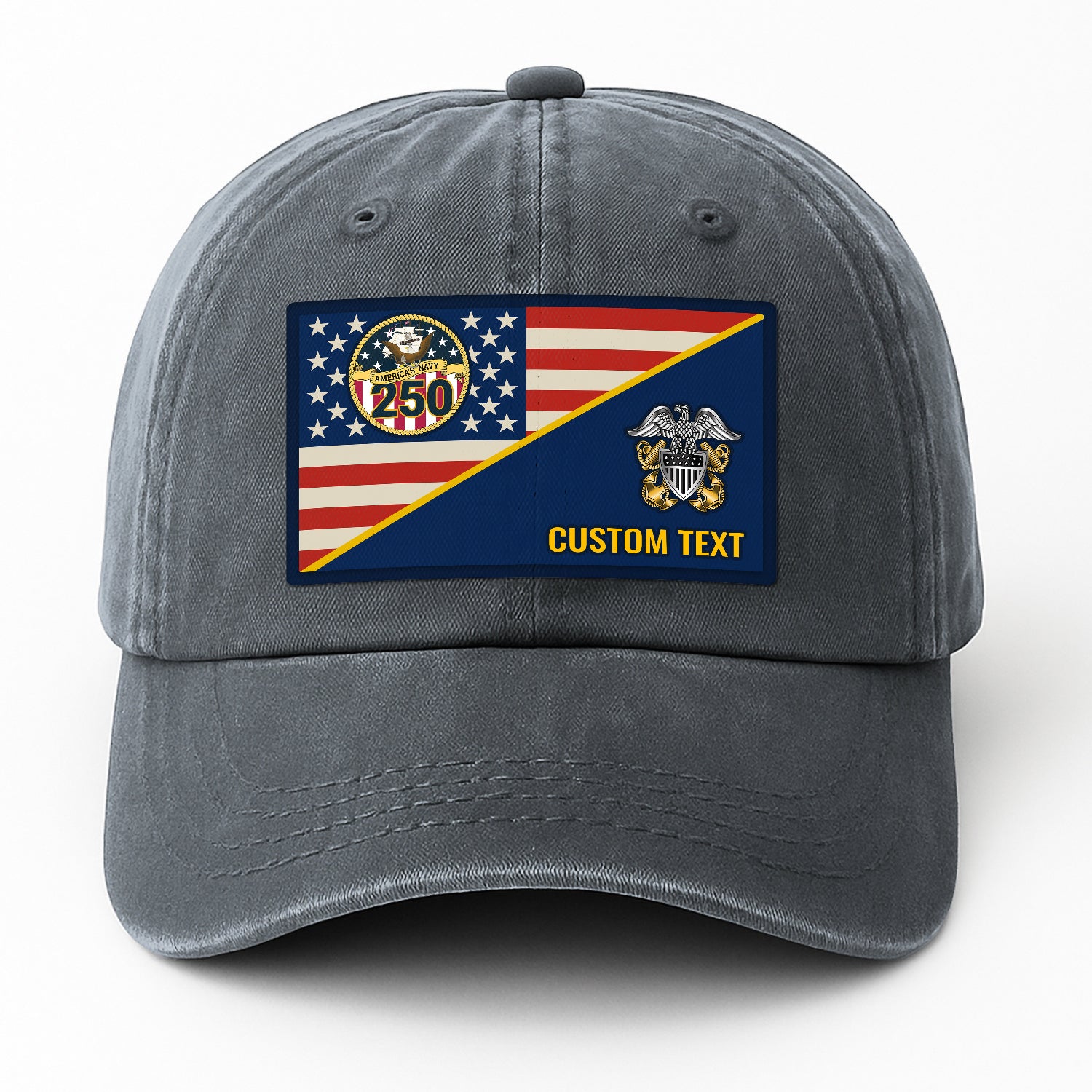 Custom Ranks & Text Premium Washed Denim Cap DC017
