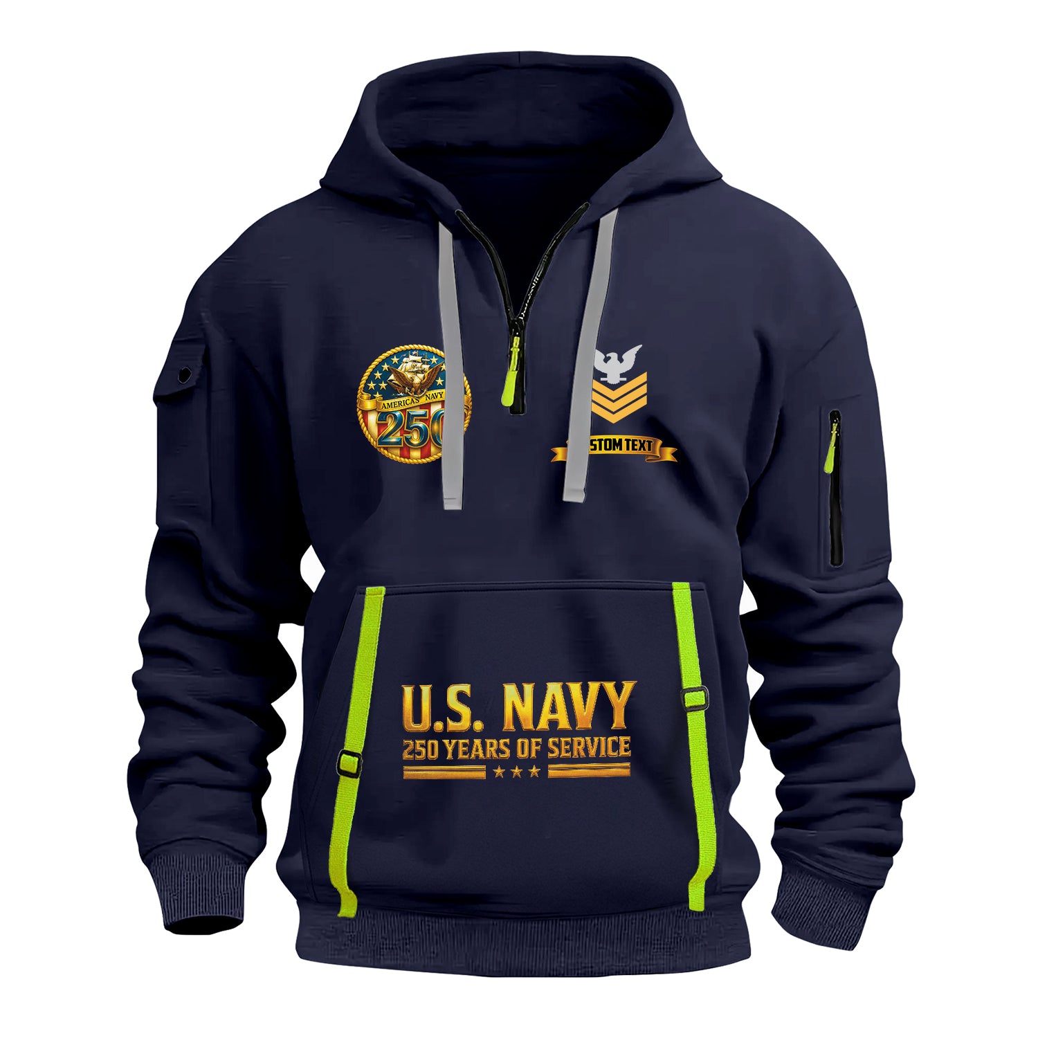 Personalized US Navy Quater Zip Hoodie JQZ02