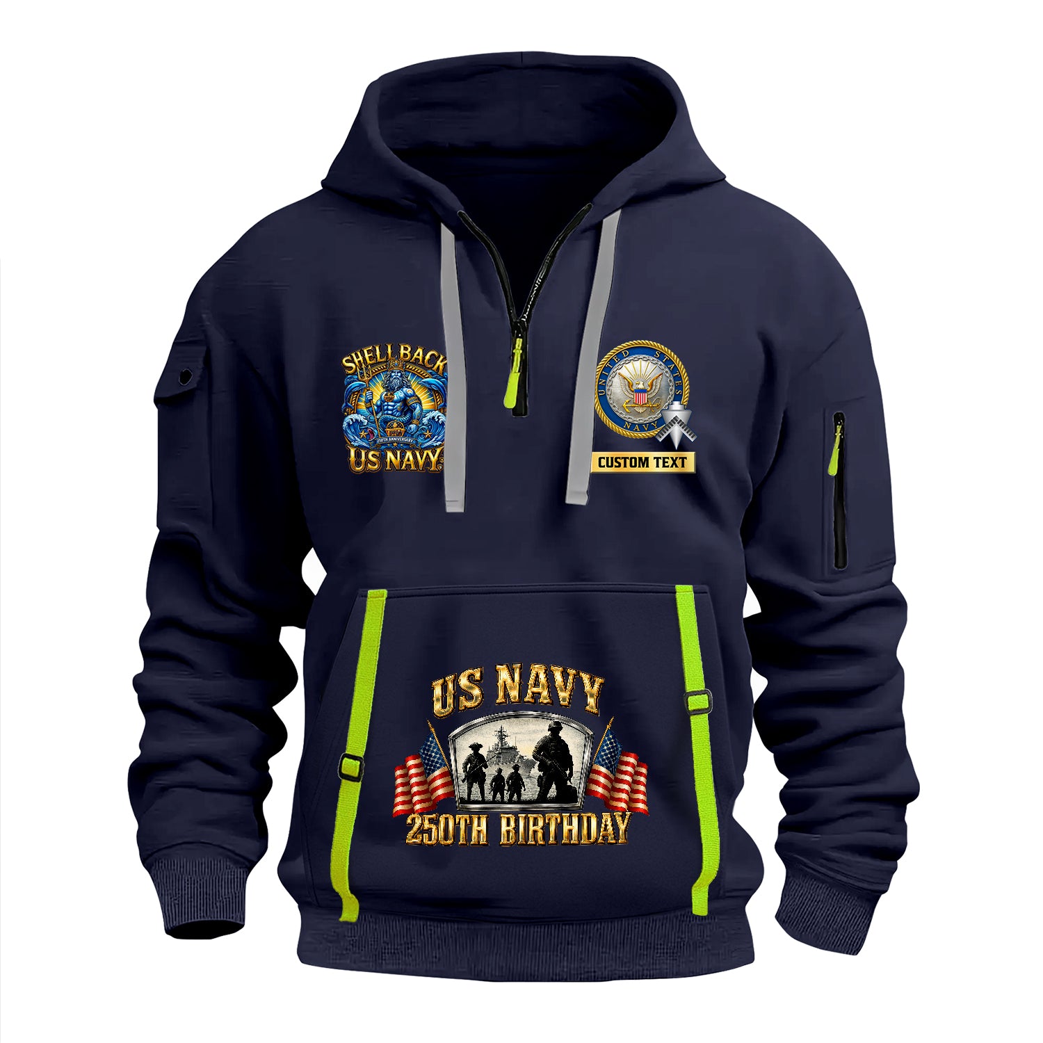 Personalized US Navy Quater Zip Hoodie JQZ10