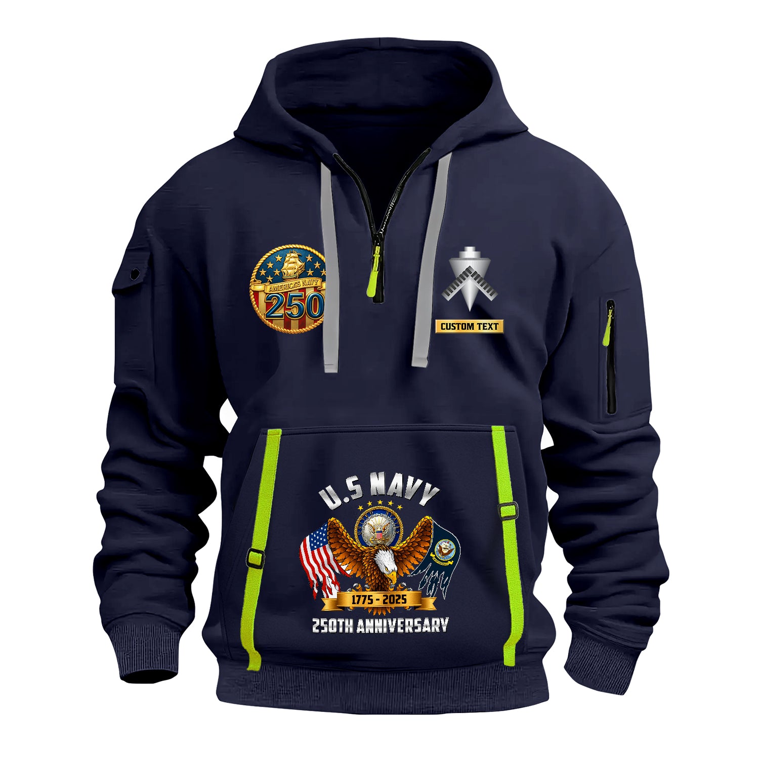 Personalized US Navy Quater Zip Hoodie JQZ09