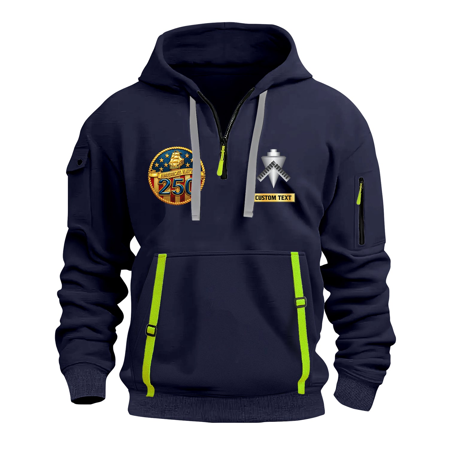 Personalized US Navy Quater Zip Hoodie JQZ08