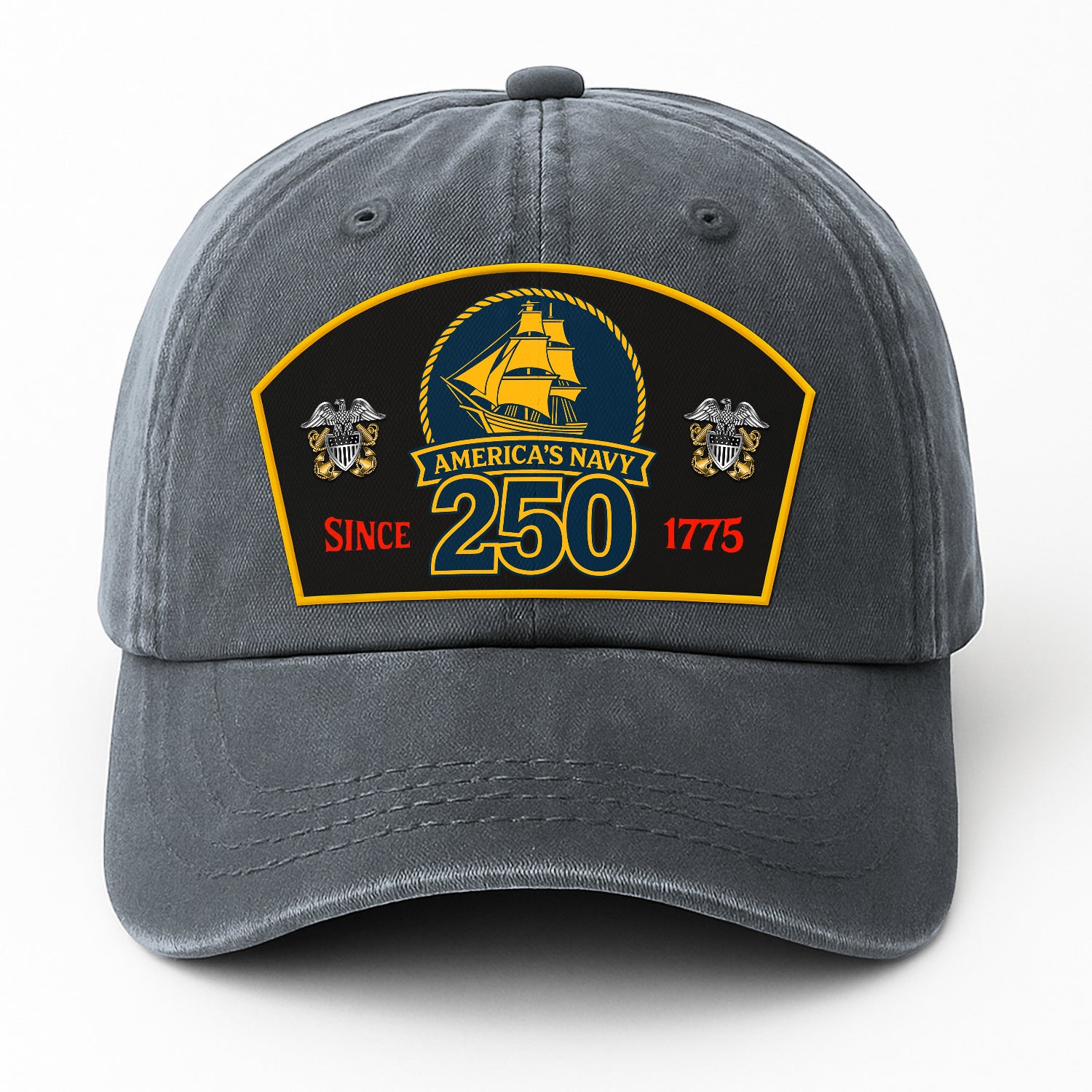 Custom Ranks & Text Premium Washed Denim Cap DC015