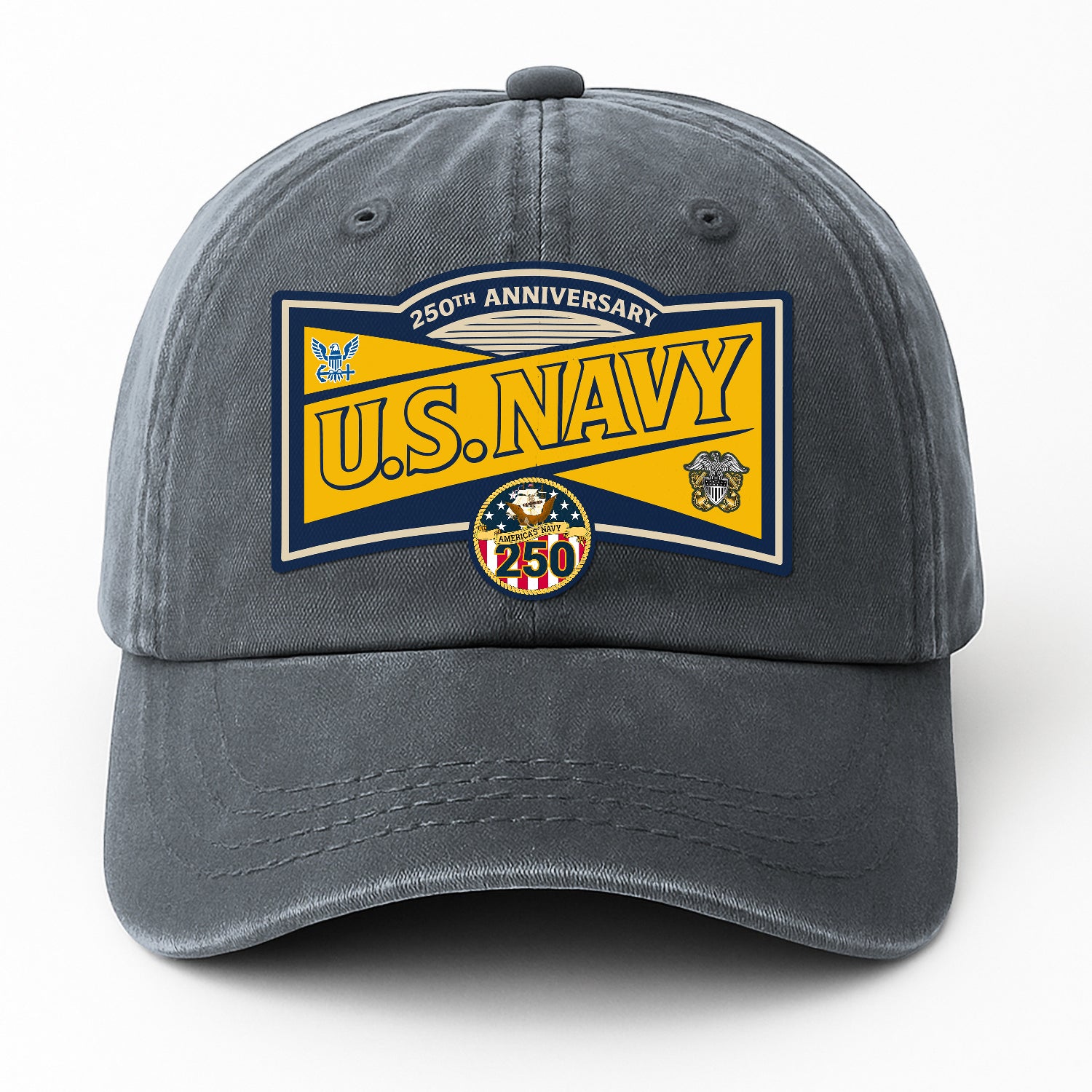 Custom Ranks & Text Premium Washed Denim Cap DC016