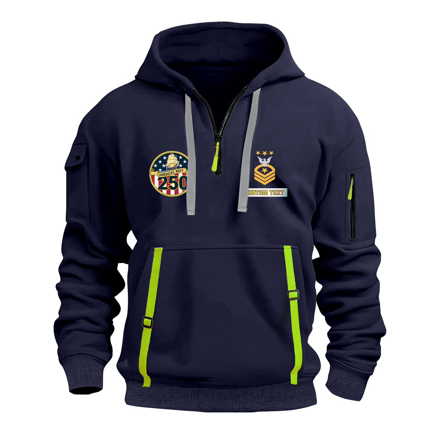 Personalized US Navy Quater Zip Hoodie JQZ01