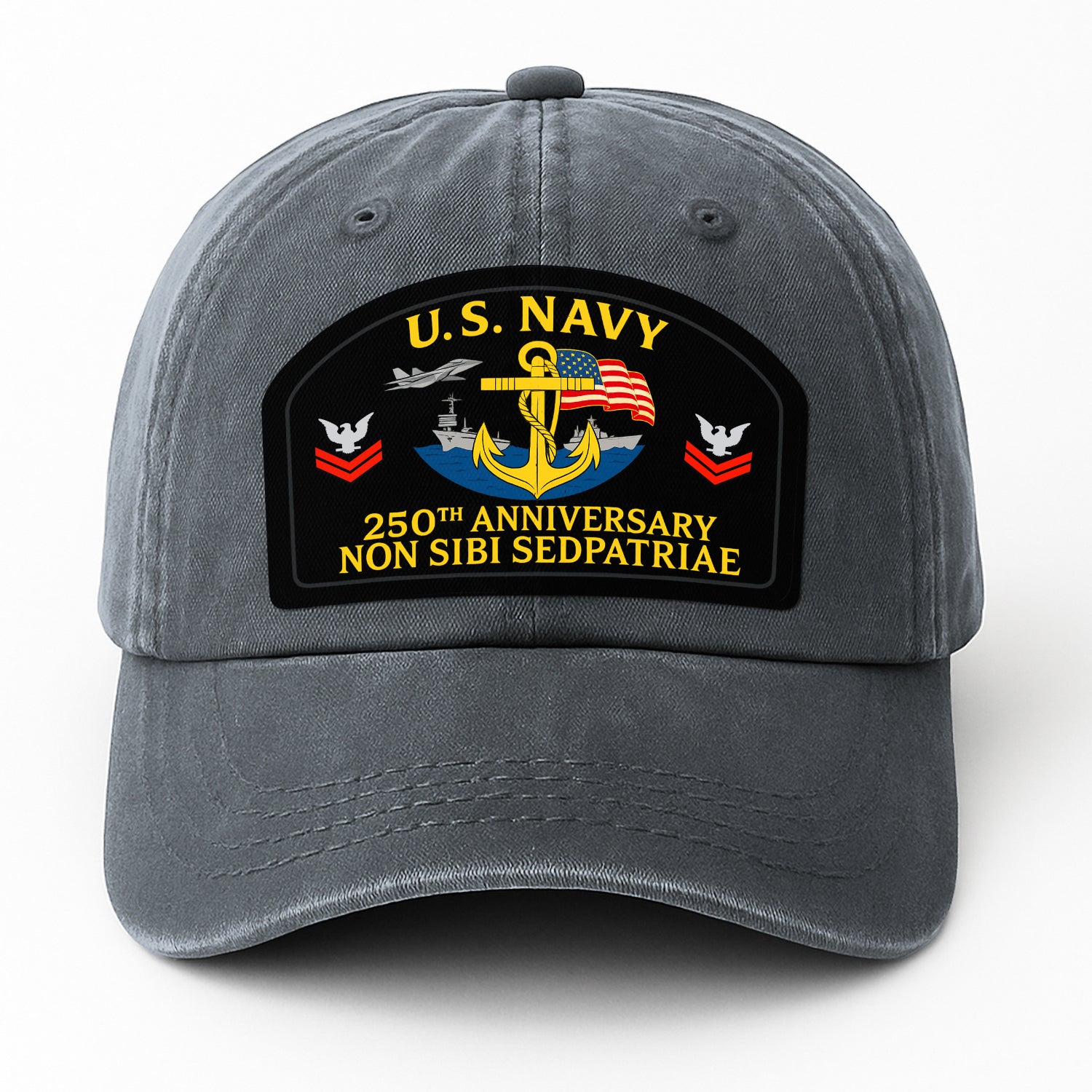 Custom Ranks & Text Premium Washed Denim Cap DC010