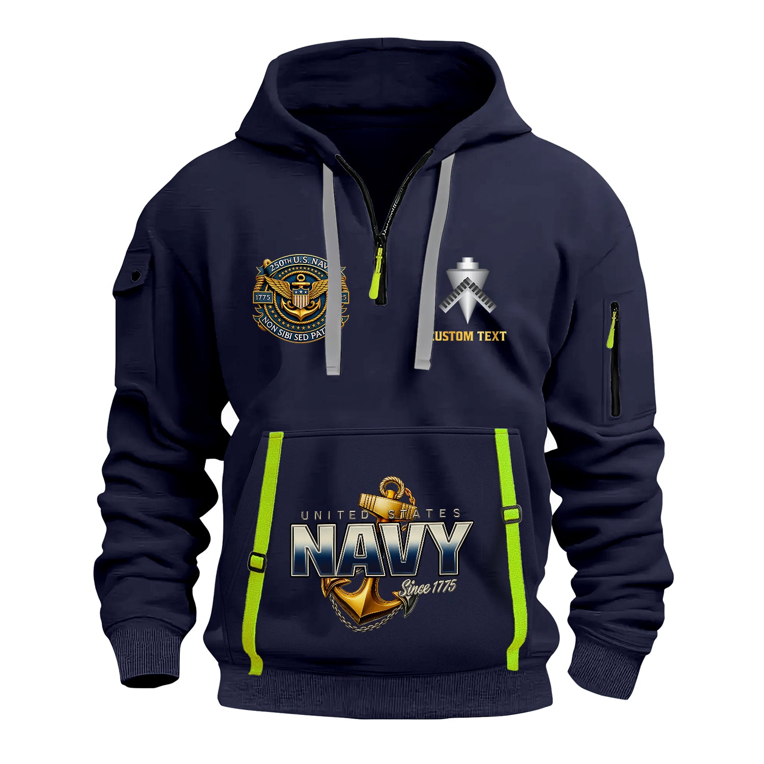 Personalized US Navy Quater Zip Hoodie JQZ11