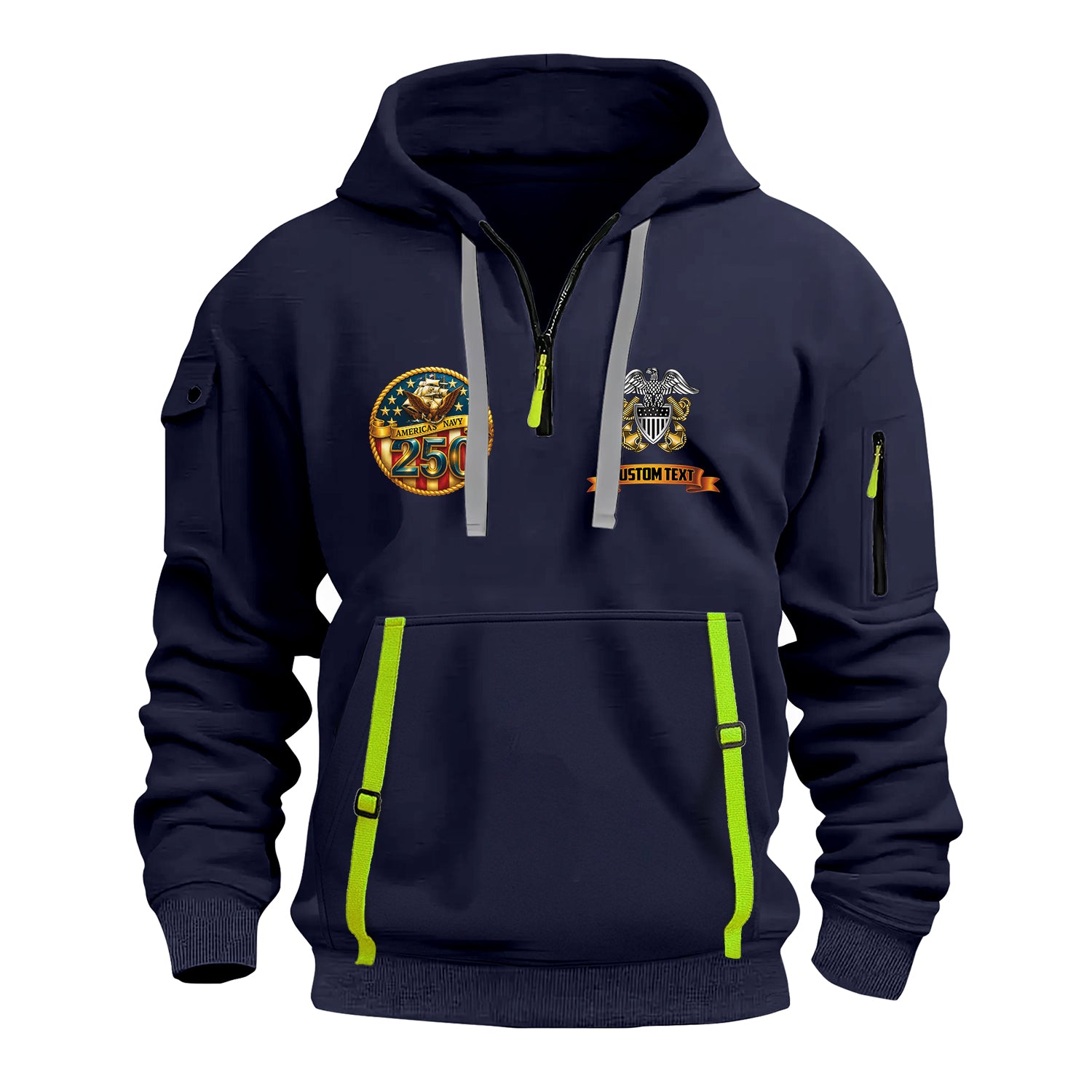 Personalized US Navy Quater Zip Hoodie JQZ03