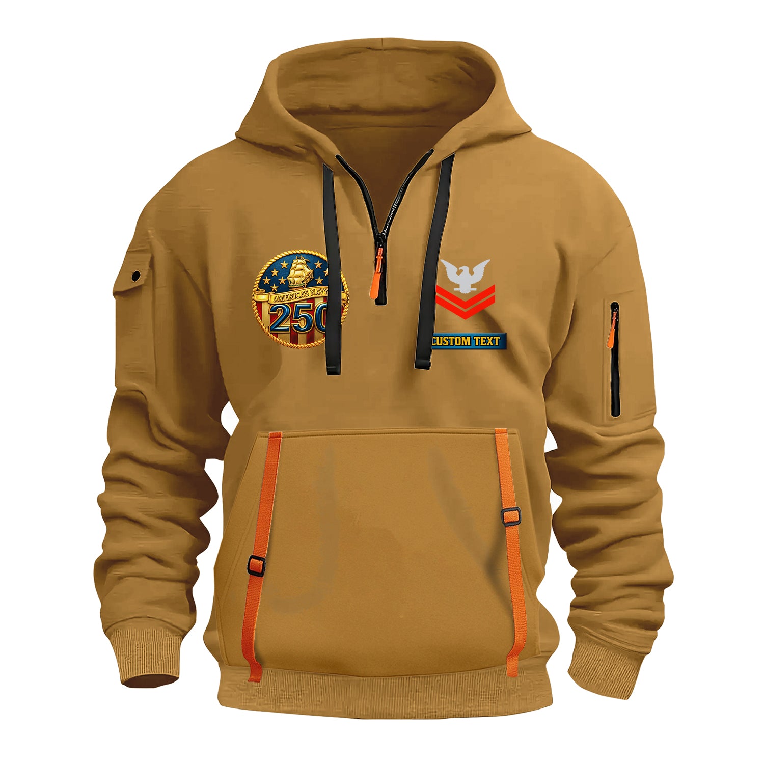 Personalized US Navy Quater Zip Hoodie JQZ07