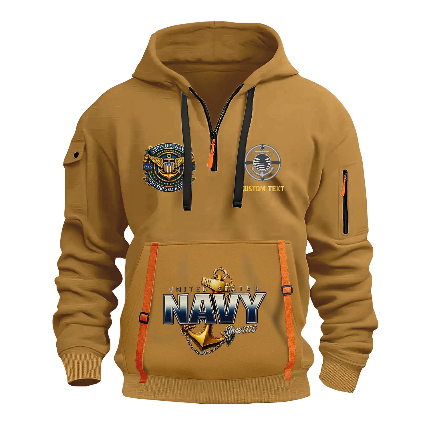 Personalized US Navy Quater Zip Hoodie JQZ11