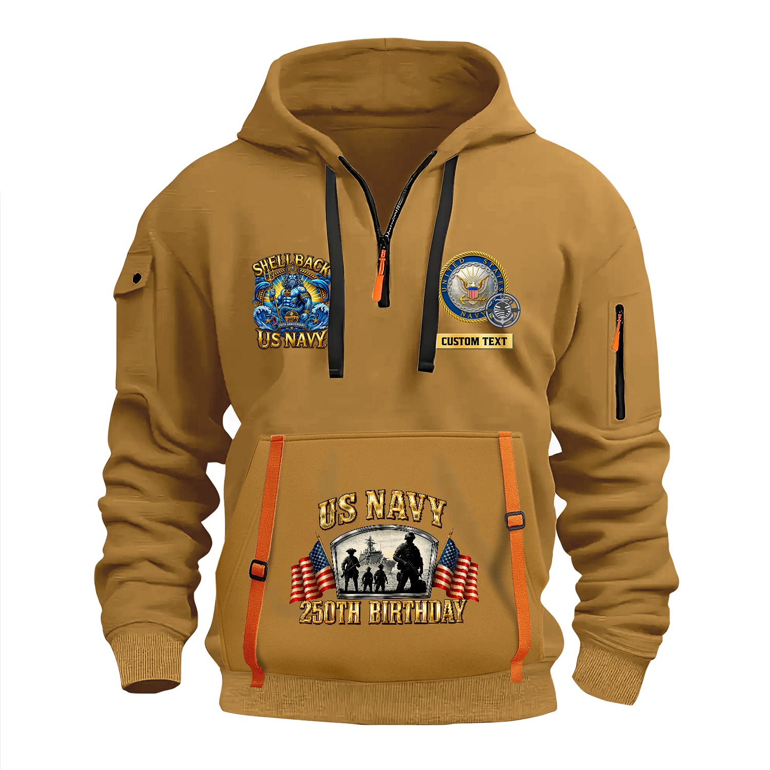Personalized US Navy Quater Zip Hoodie JQZ10