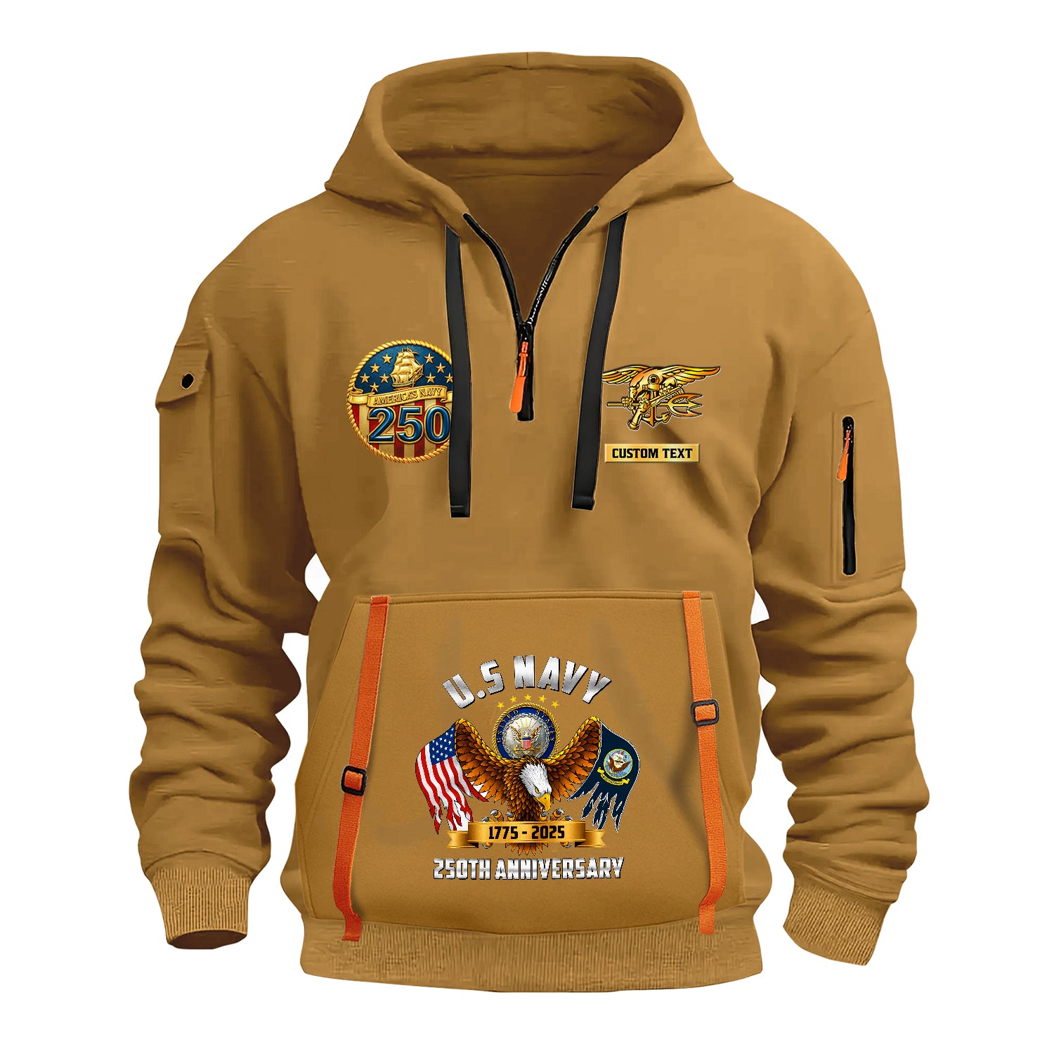 Personalized US Navy Quater Zip Hoodie JQZ09