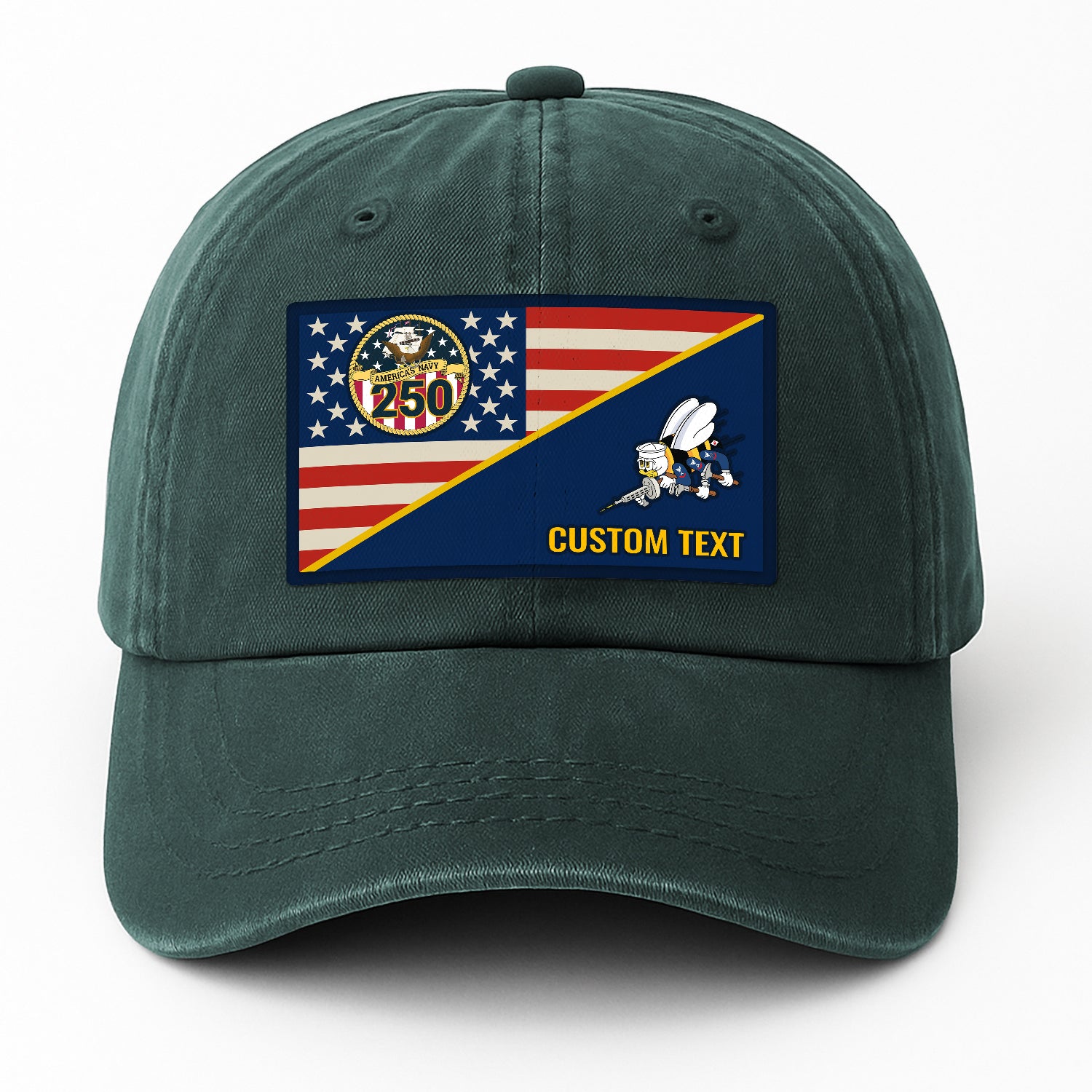 Custom Ranks & Text Premium Washed Denim Cap DC017