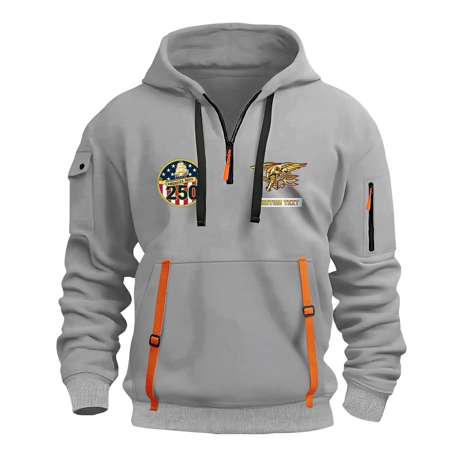 Personalized US Navy Quater Zip Hoodie JQZ01