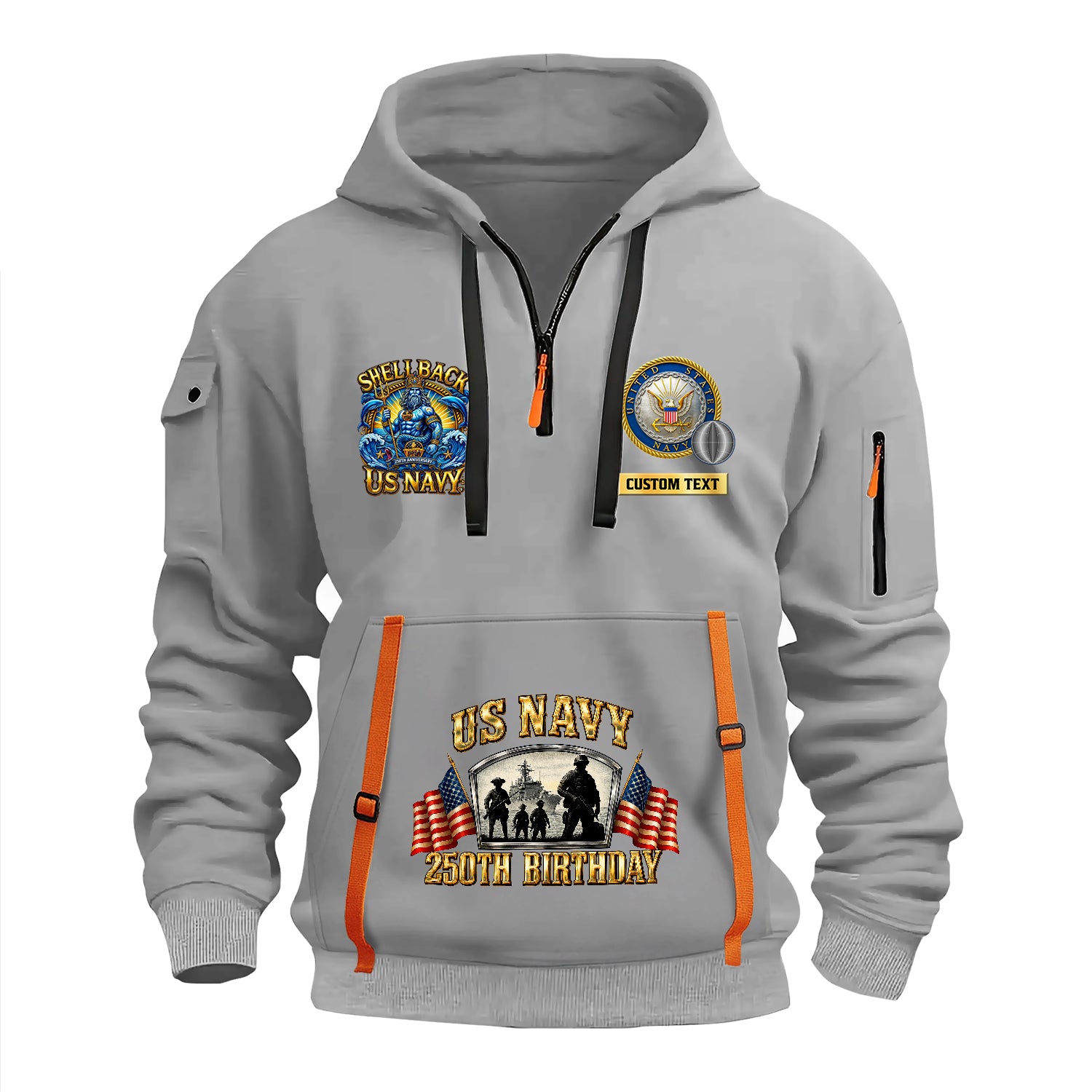 Personalized US Navy Quater Zip Hoodie JQZ10