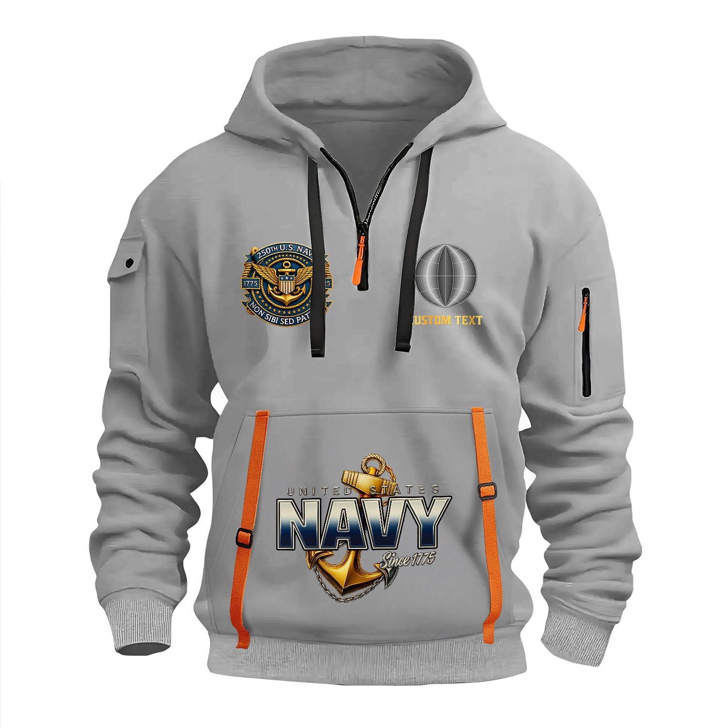 Personalized US Navy Quater Zip Hoodie JQZ11