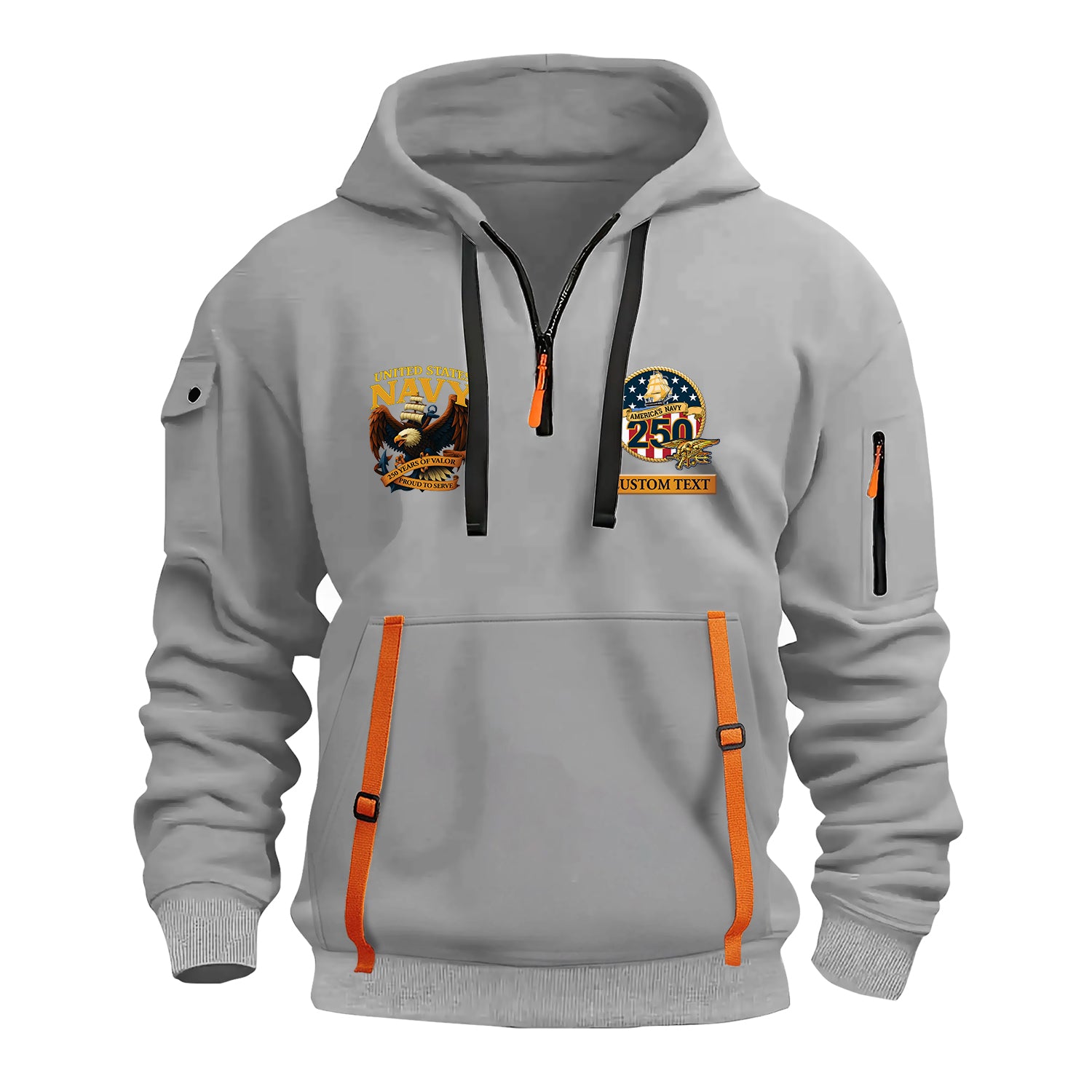 Personalized US Navy Quater Zip Hoodie JQZ04