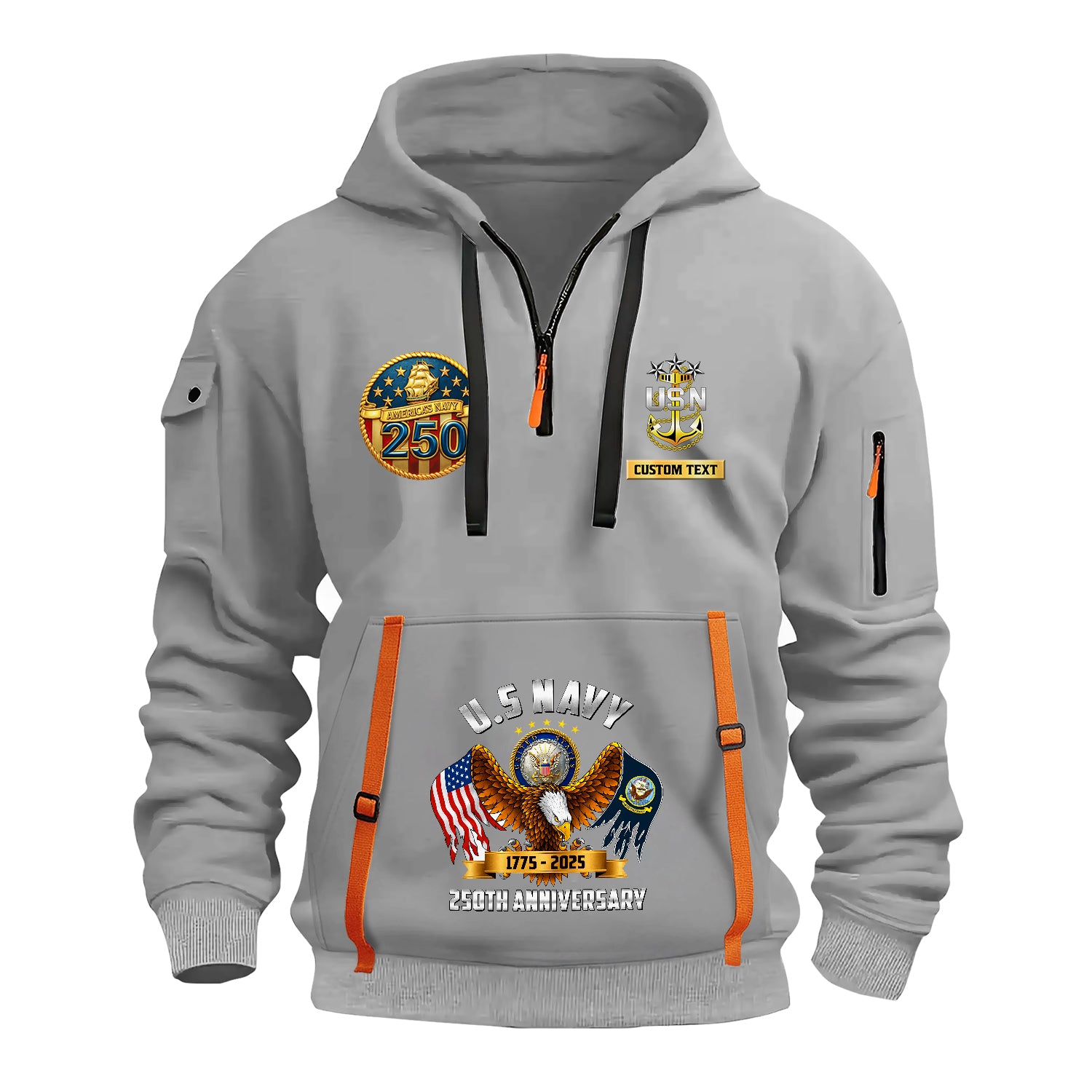 Personalized US Navy Quater Zip Hoodie JQZ09