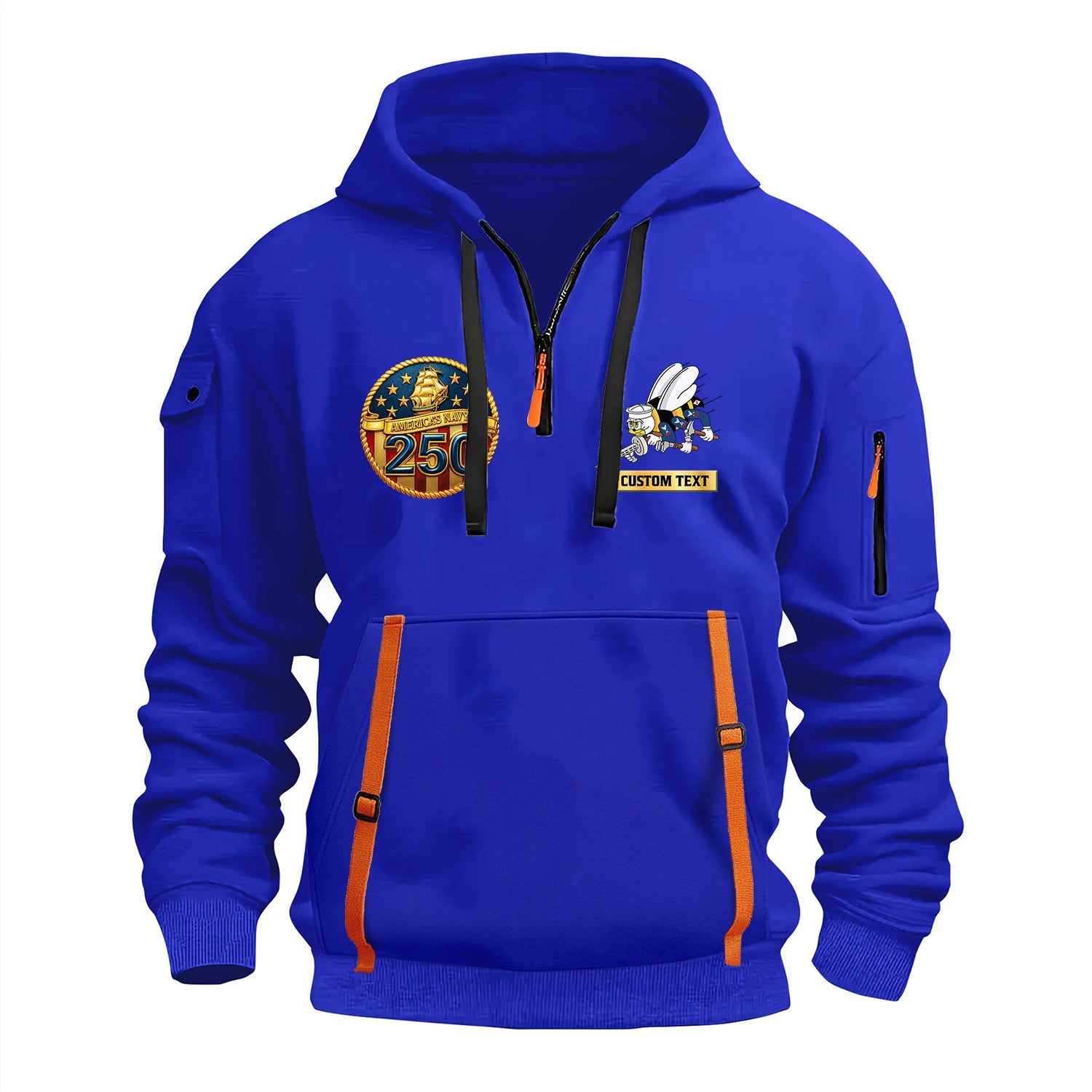 Personalized US Navy Quater Zip Hoodie JQZ08