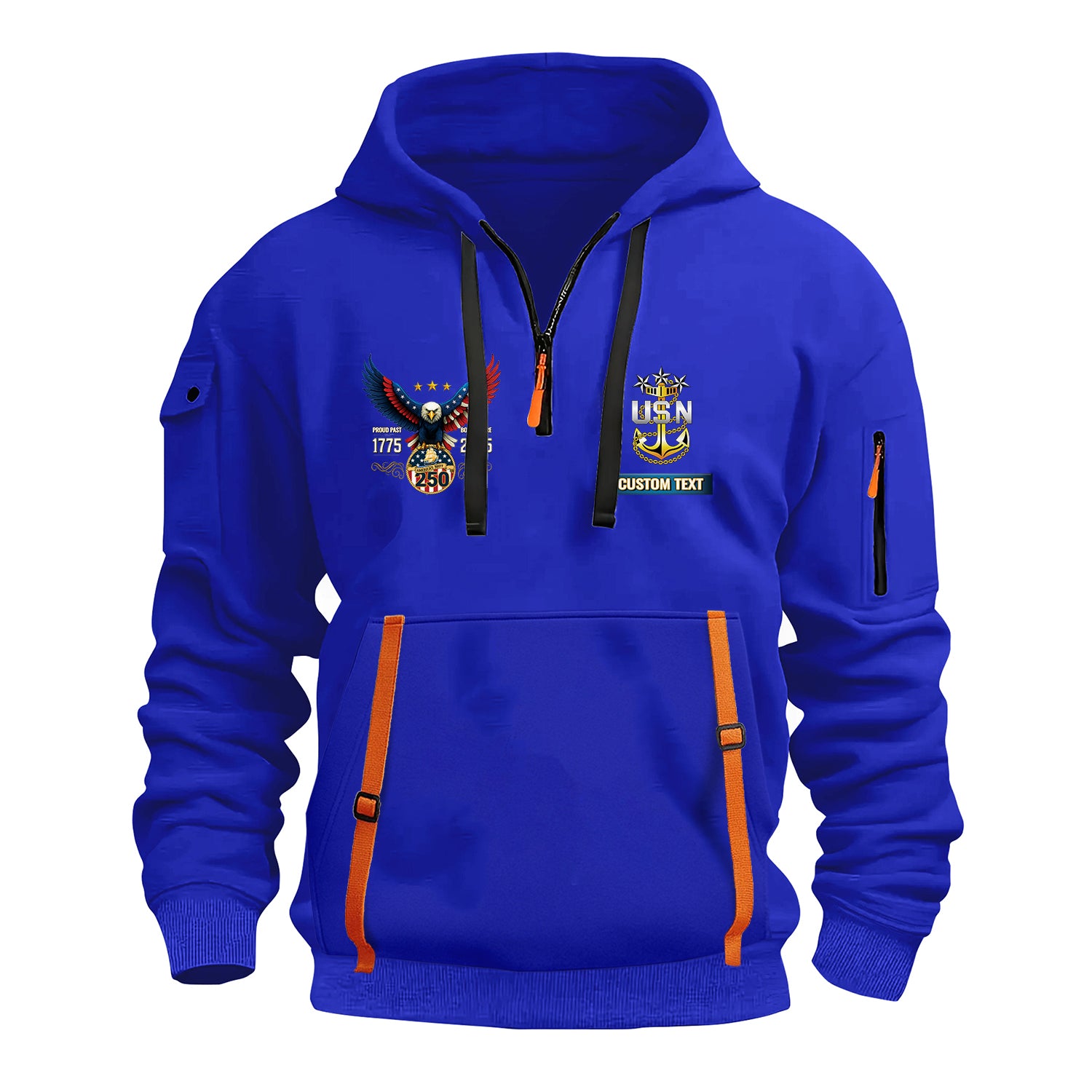 Personalized US Navy Quater Zip Hoodie JQZ05