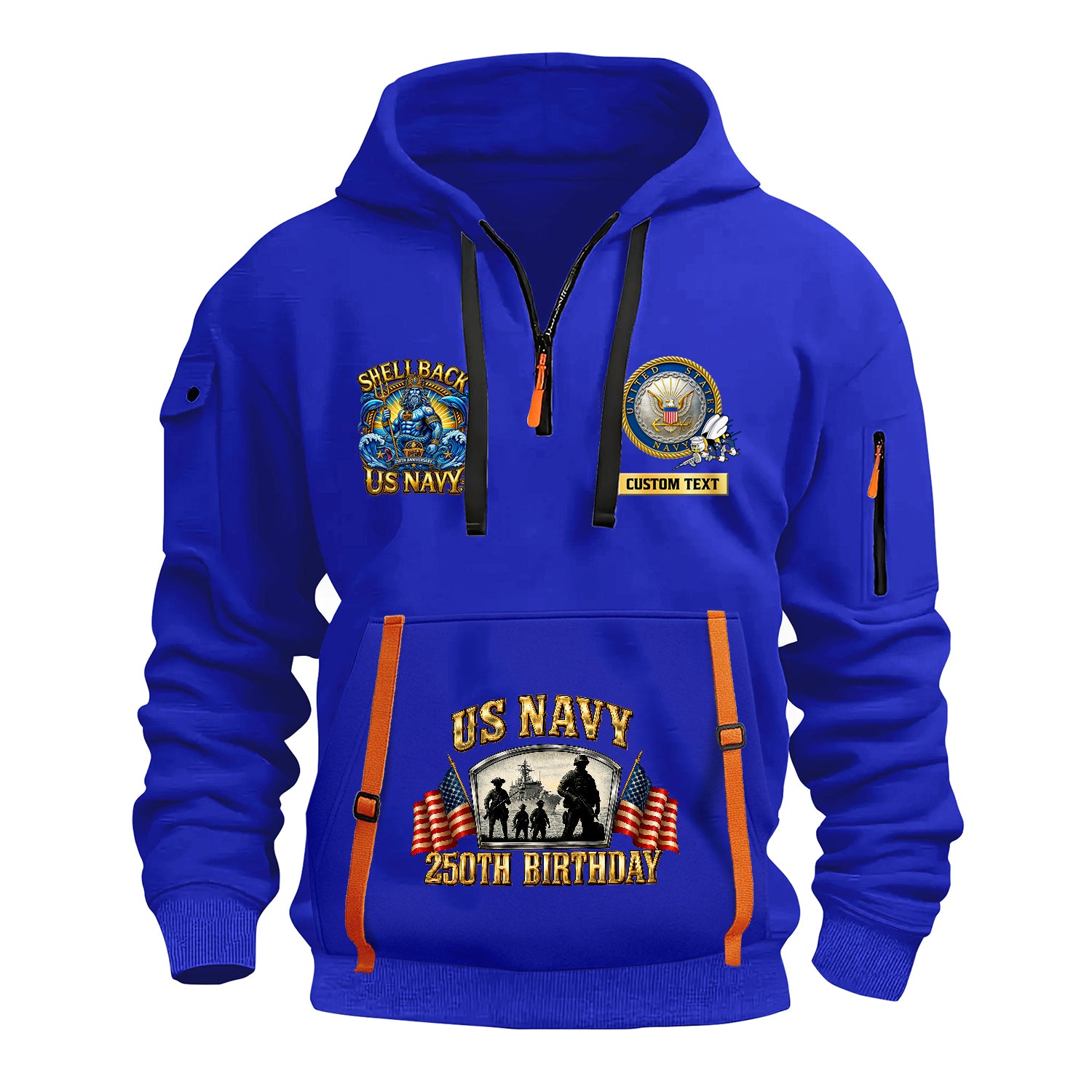 Personalized US Navy Quater Zip Hoodie JQZ10