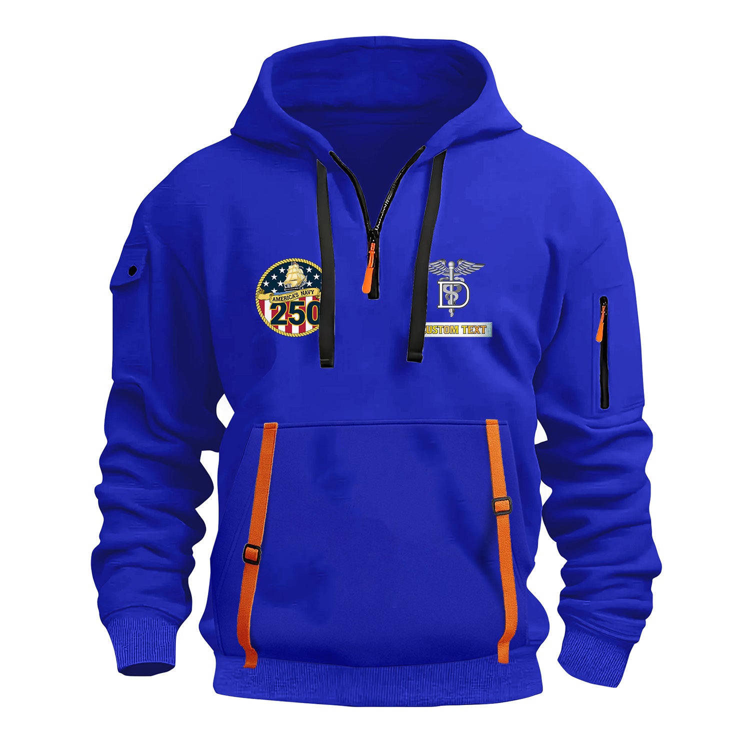 Personalized US Navy Quater Zip Hoodie JQZ01