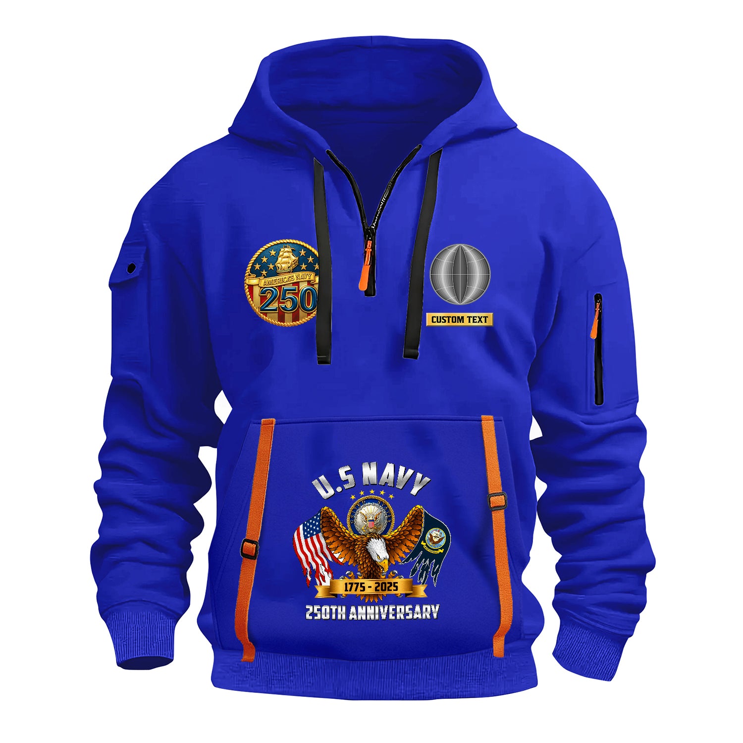 Personalized US Navy Quater Zip Hoodie JQZ09