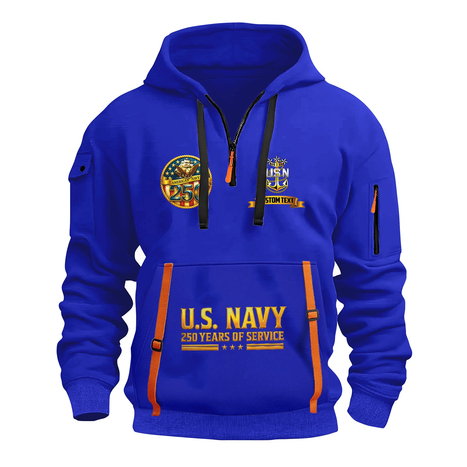 Personalized US Navy Quater Zip Hoodie JQZ02