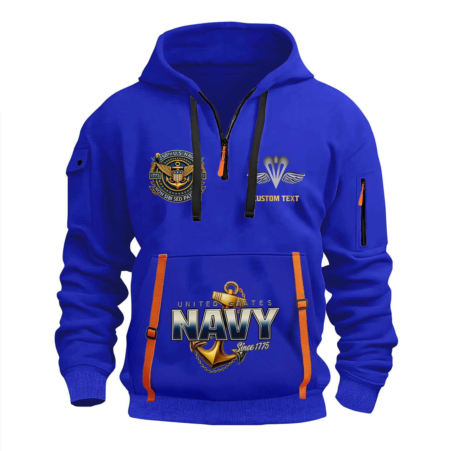 Personalized US Navy Quater Zip Hoodie JQZ11