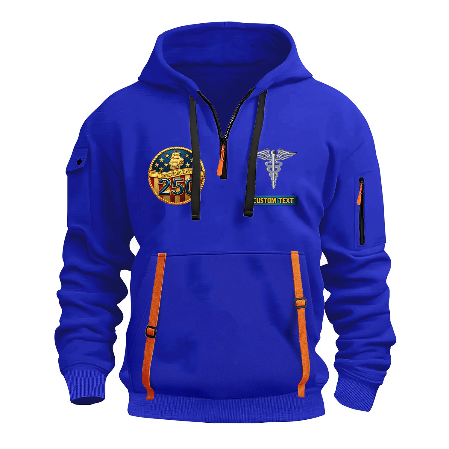 Personalized US Navy Quater Zip Hoodie JQZ07