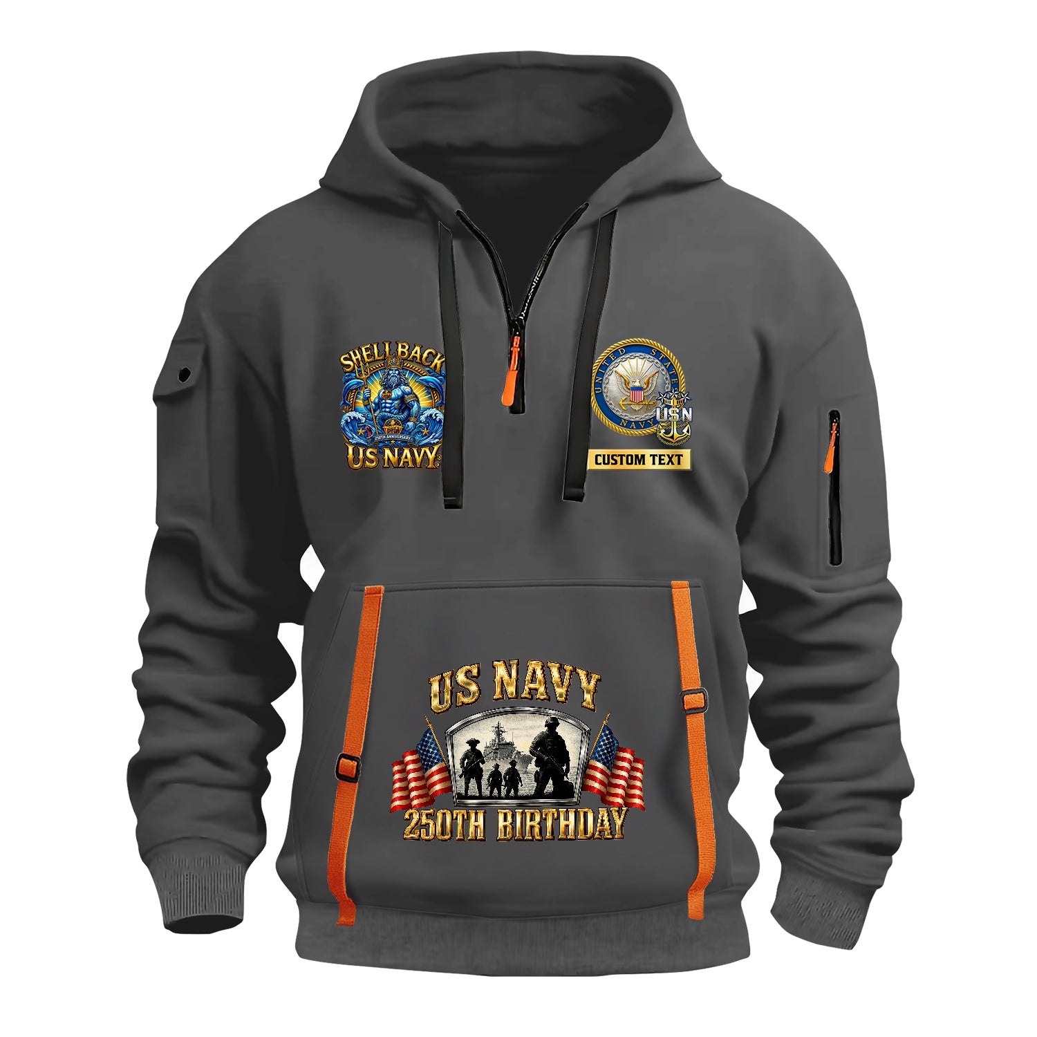 Personalized US Navy Quater Zip Hoodie JQZ10