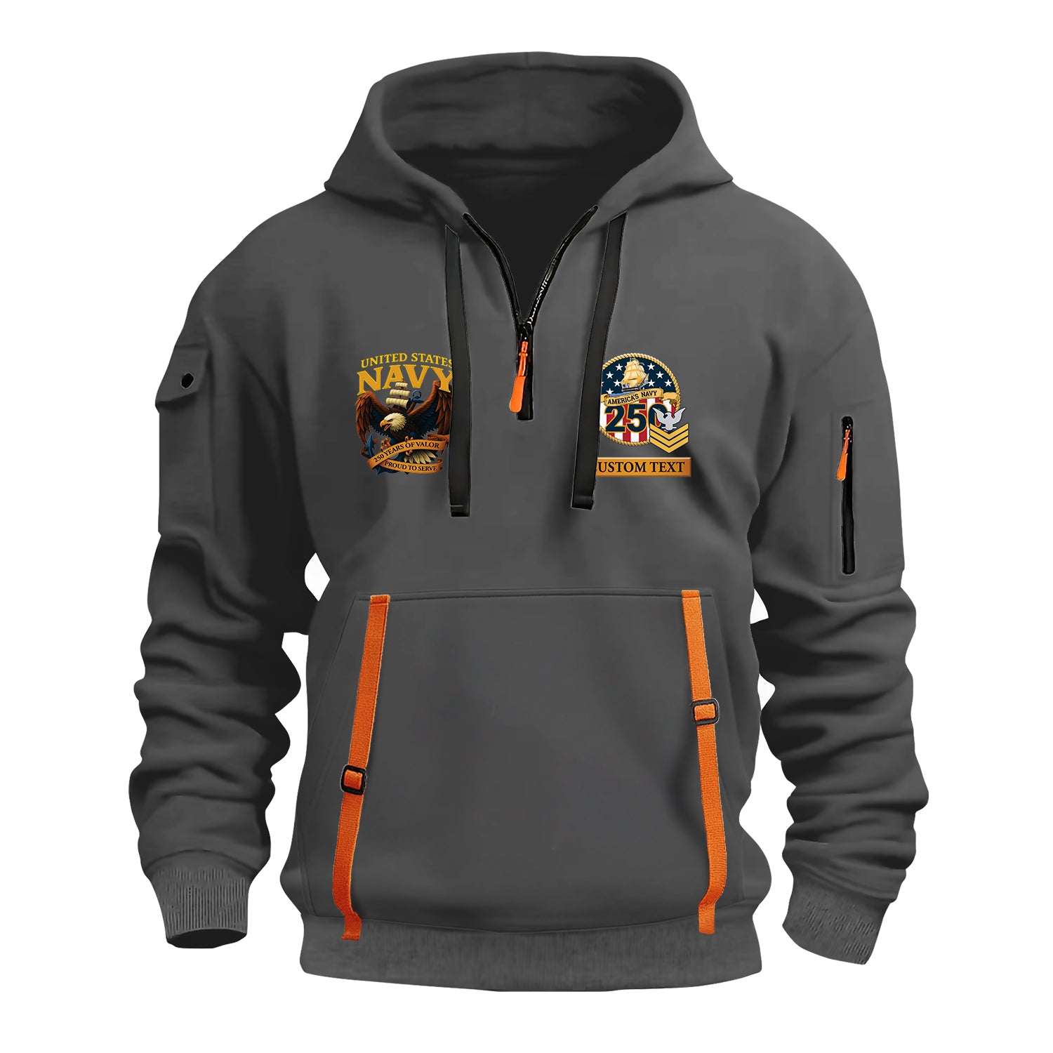 Personalized US Navy Quater Zip Hoodie JQZ04