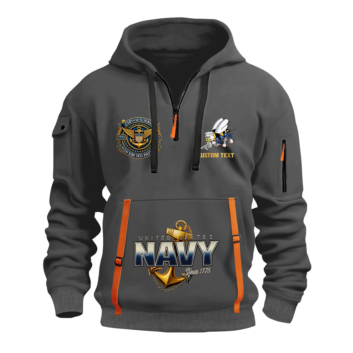 Personalized US Navy Quater Zip Hoodie JQZ11