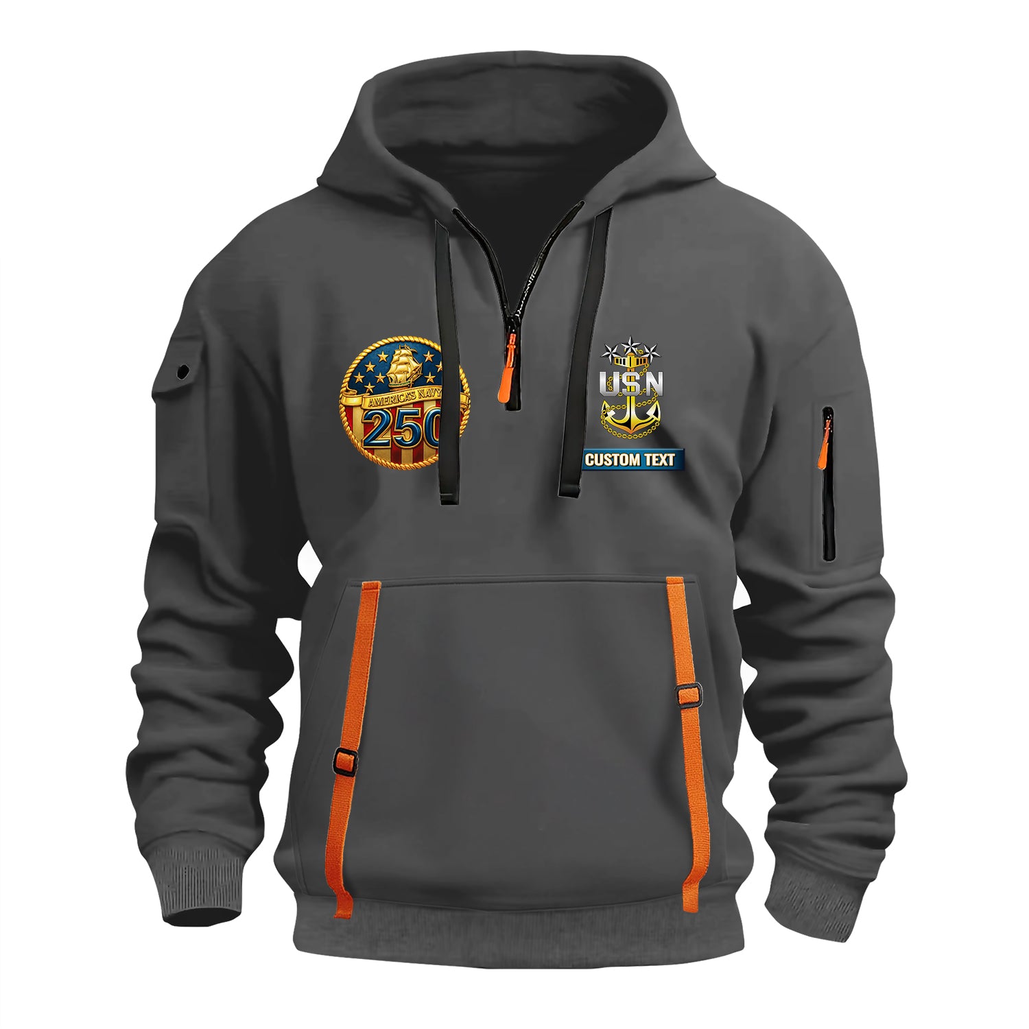 Personalized US Navy Quater Zip Hoodie JQZ06