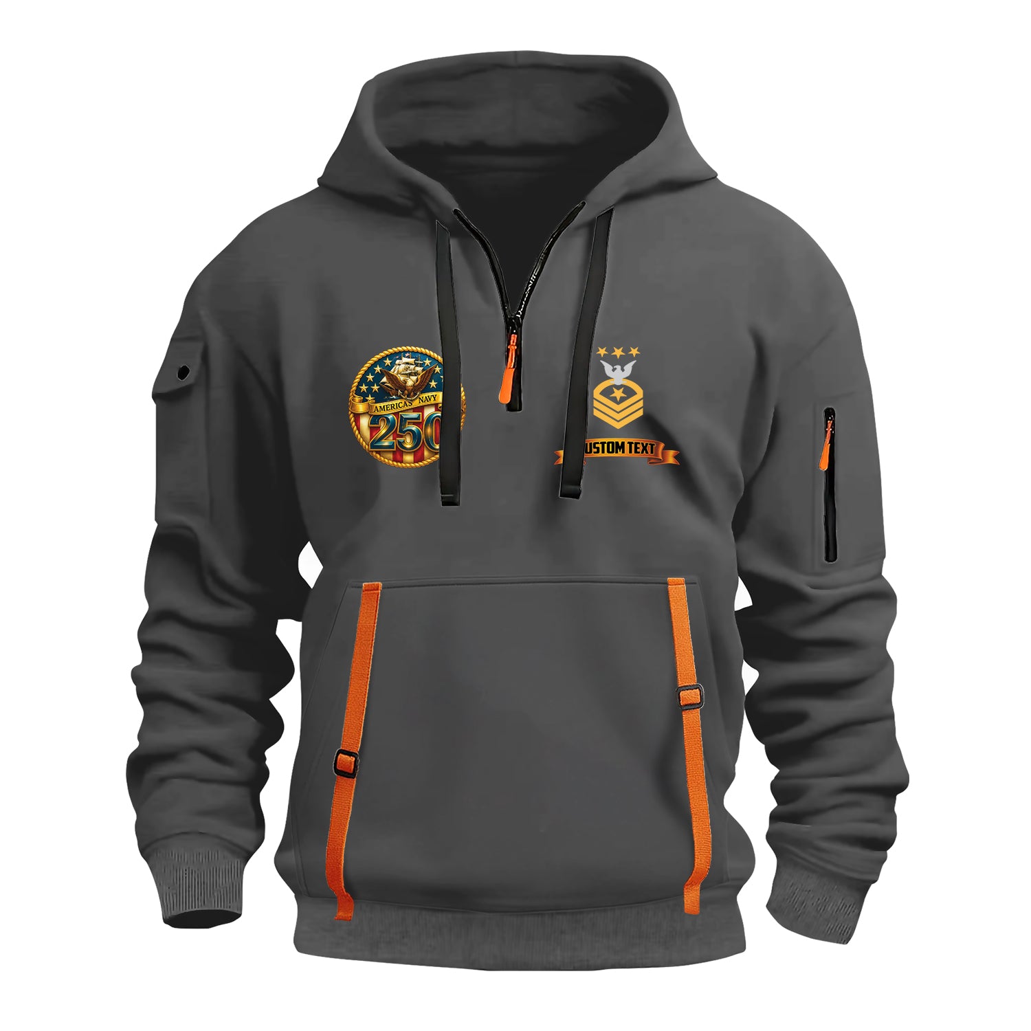 Personalized US Navy Quater Zip Hoodie JQZ03