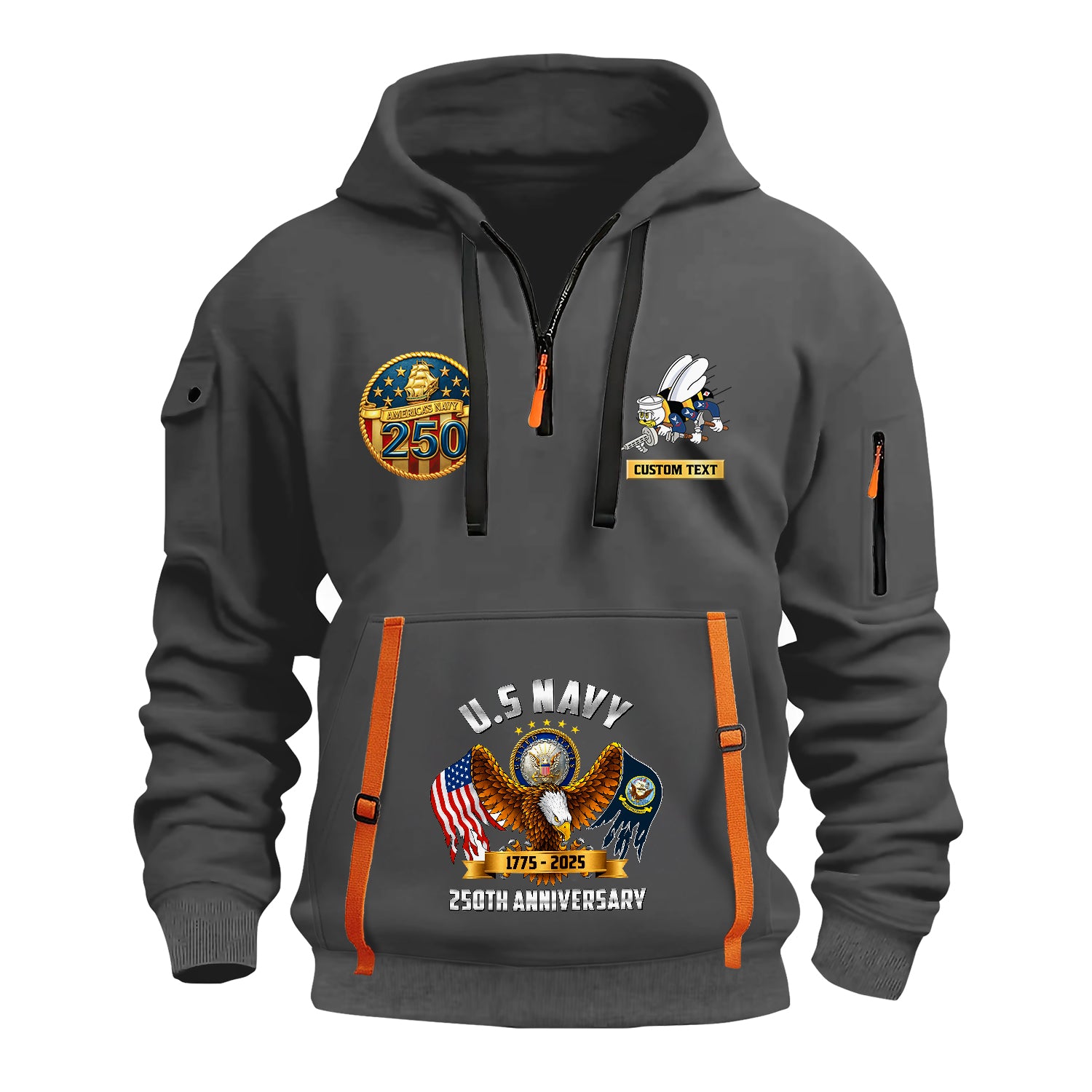 Personalized US Navy Quater Zip Hoodie JQZ09