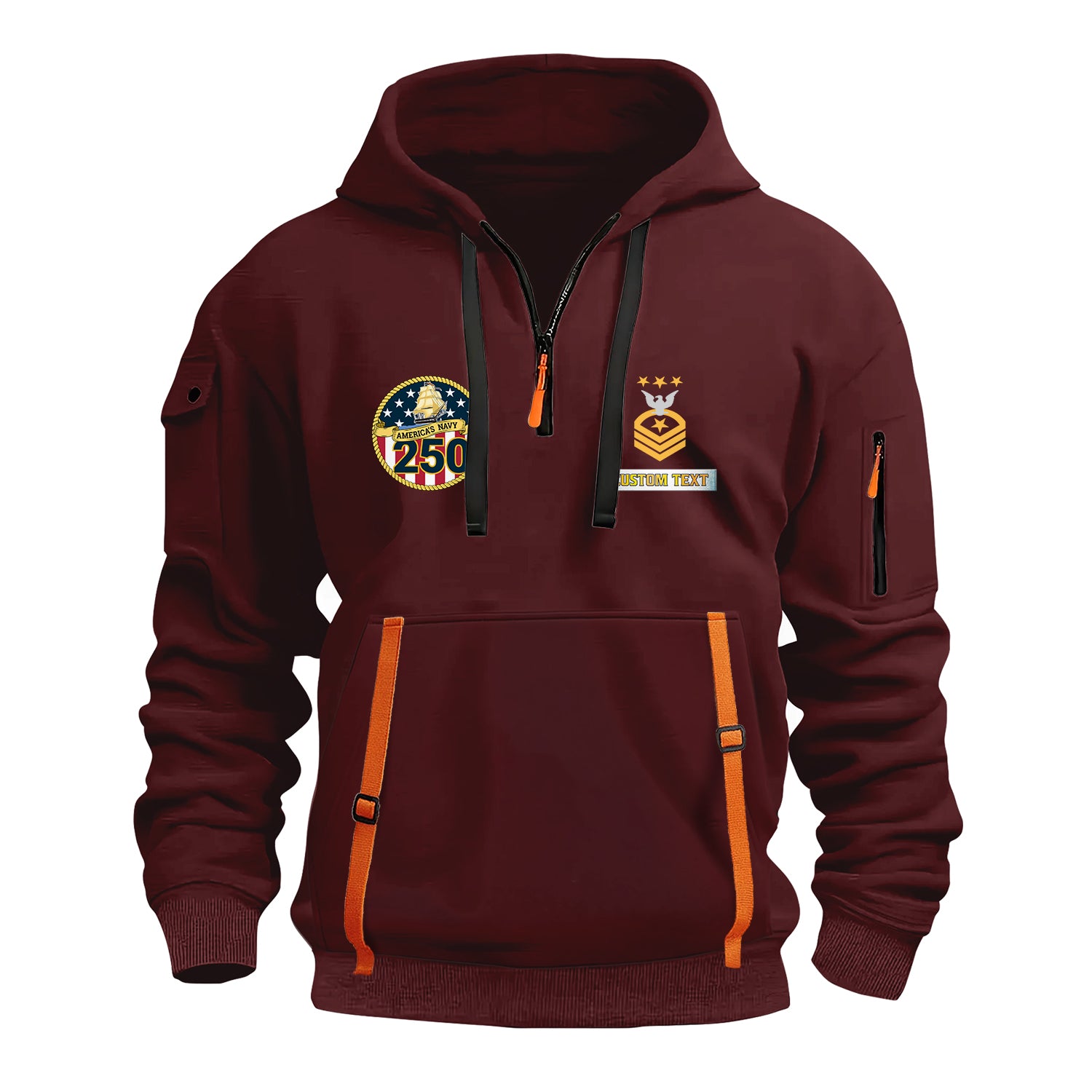 Personalized US Navy Quater Zip Hoodie JQZ01