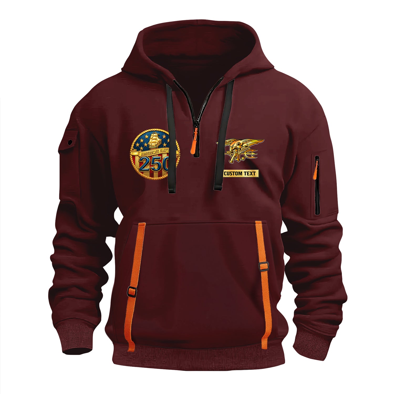 Personalized US Navy Quater Zip Hoodie JQZ08