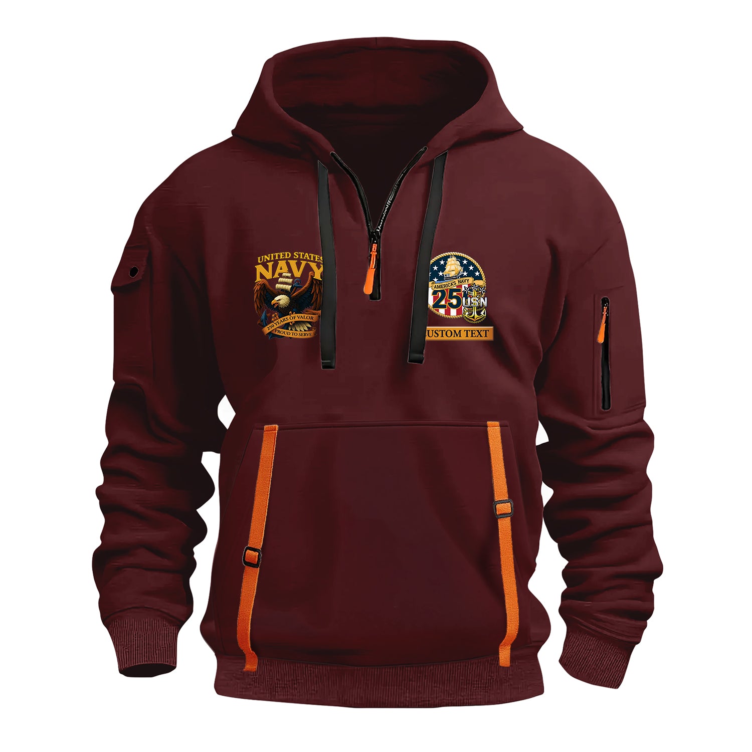 Personalized US Navy Quater Zip Hoodie JQZ04