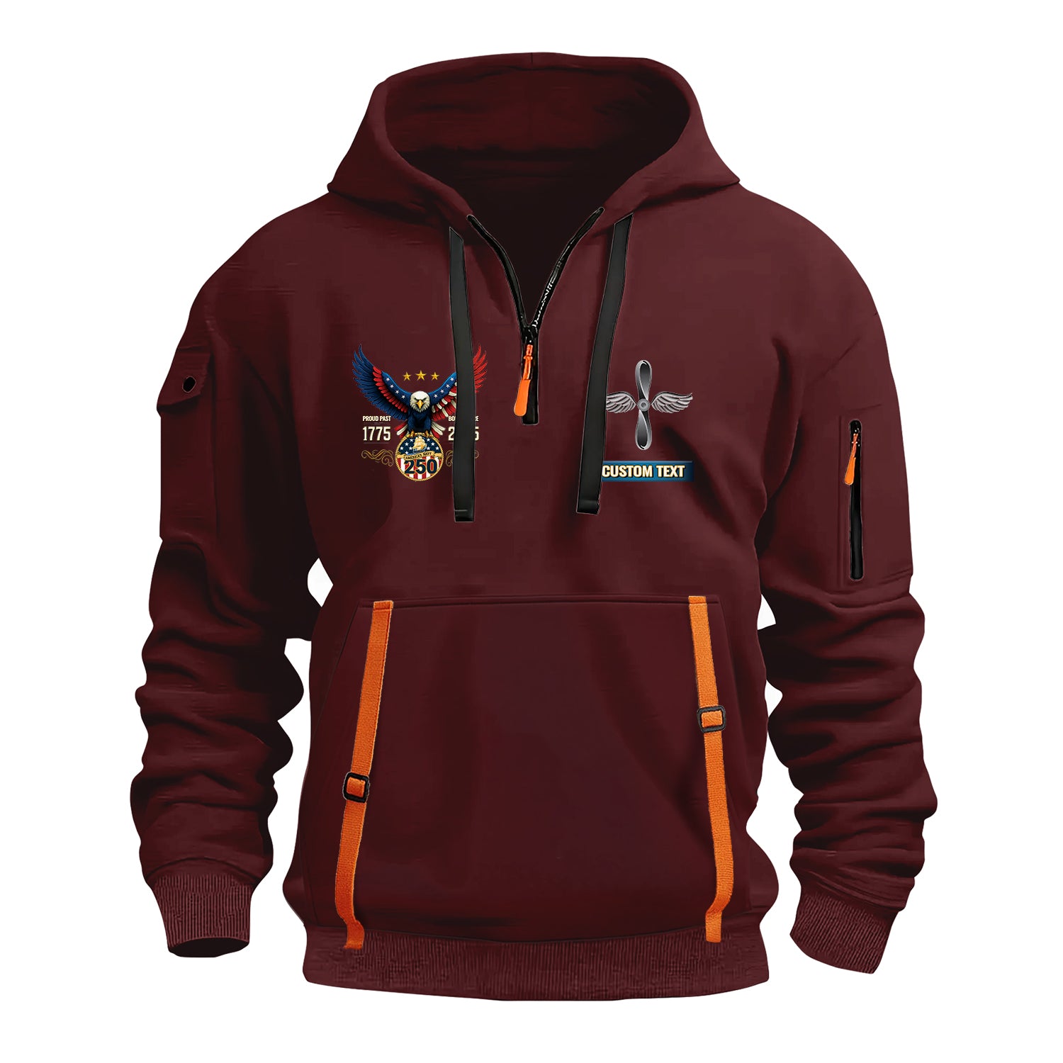 Personalized US Navy Quater Zip Hoodie JQZ05