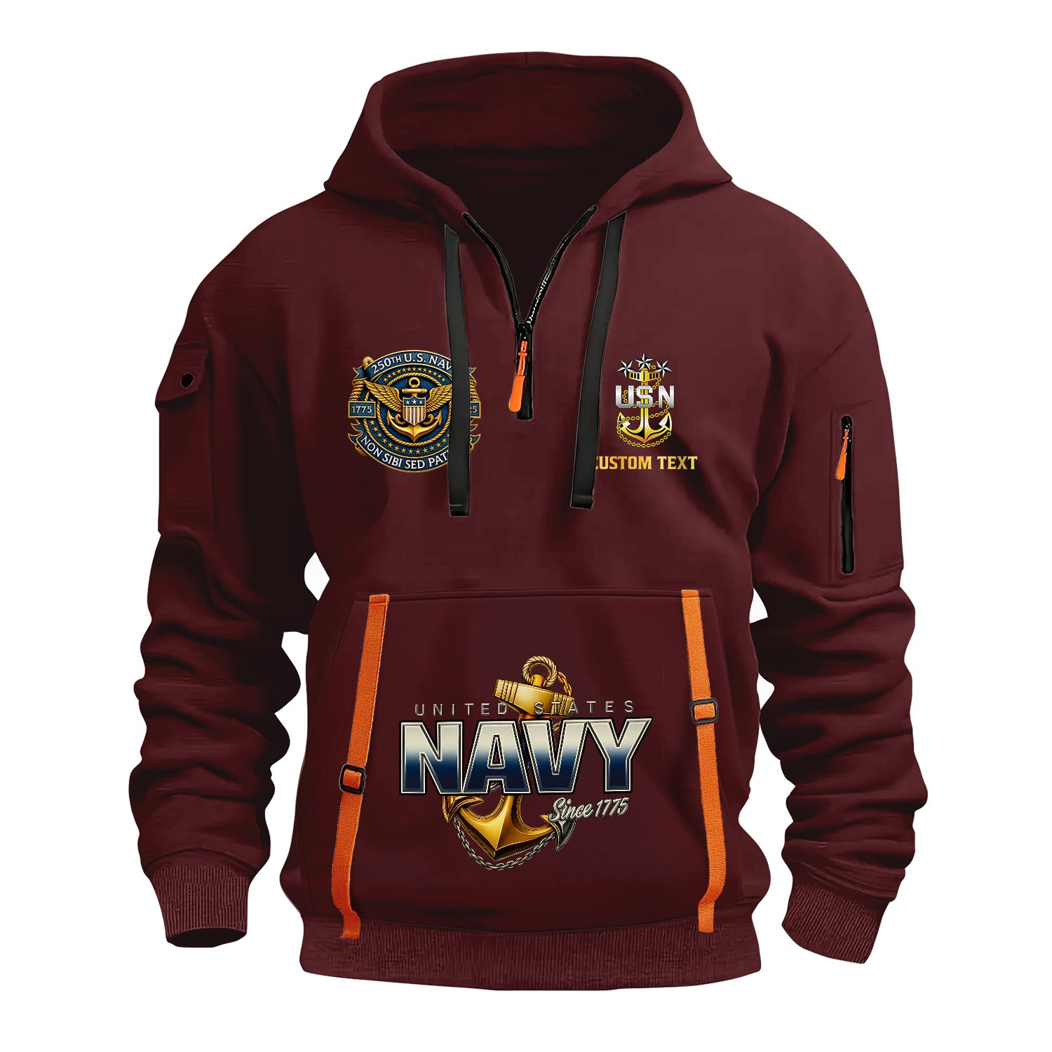 Personalized US Navy Quater Zip Hoodie JQZ11