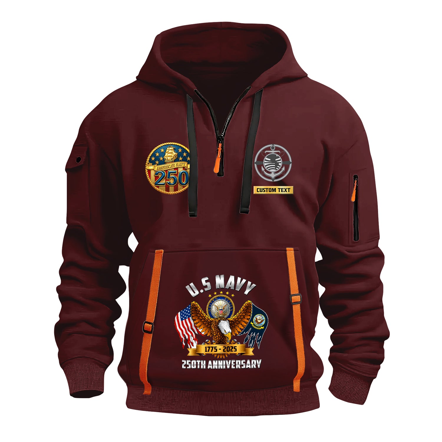 Personalized US Navy Quater Zip Hoodie JQZ09
