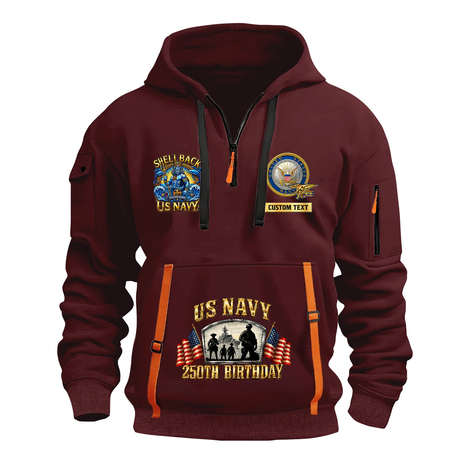 Personalized US Navy Quater Zip Hoodie JQZ10