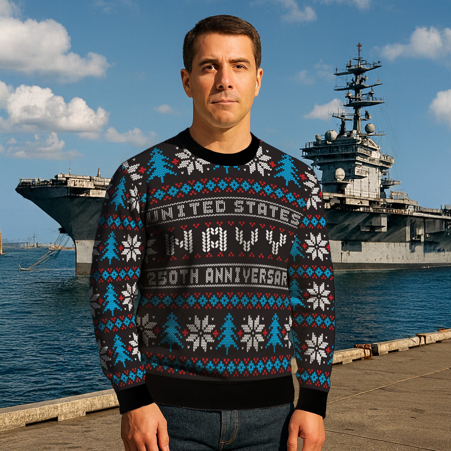 US Navy 250th Anniversary Christmas  Ugly Sweater