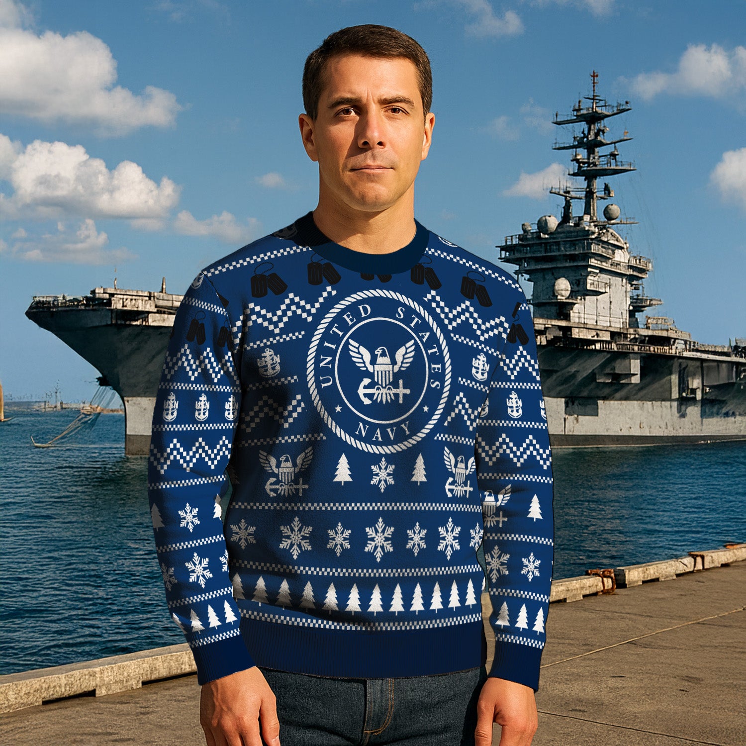 Personalized 250th US Navy Christmas Ugly Sweater UST016